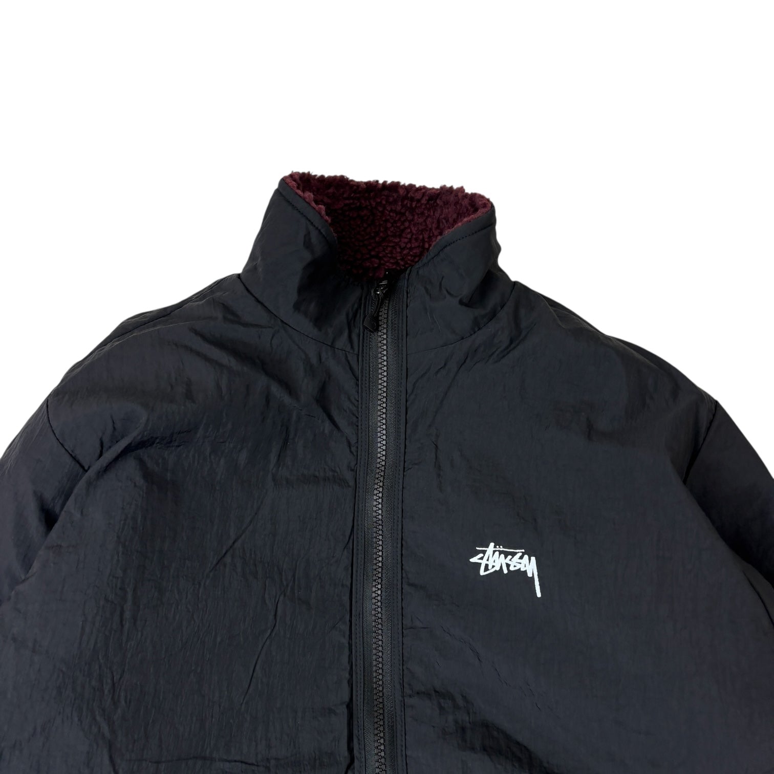 Stussy Sherpa Reversible Jacket Burgundy