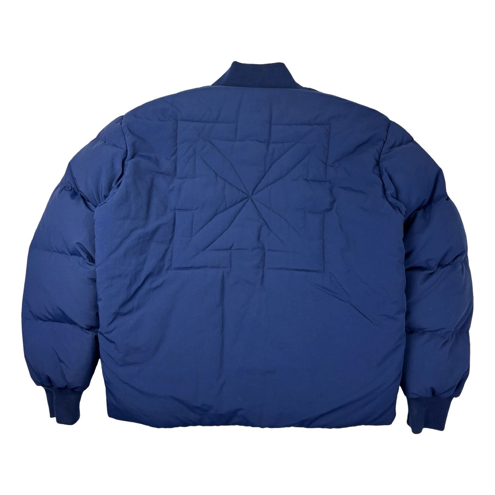 Off-White Arrow Padded Down Puffer Bomber Jacket Navy