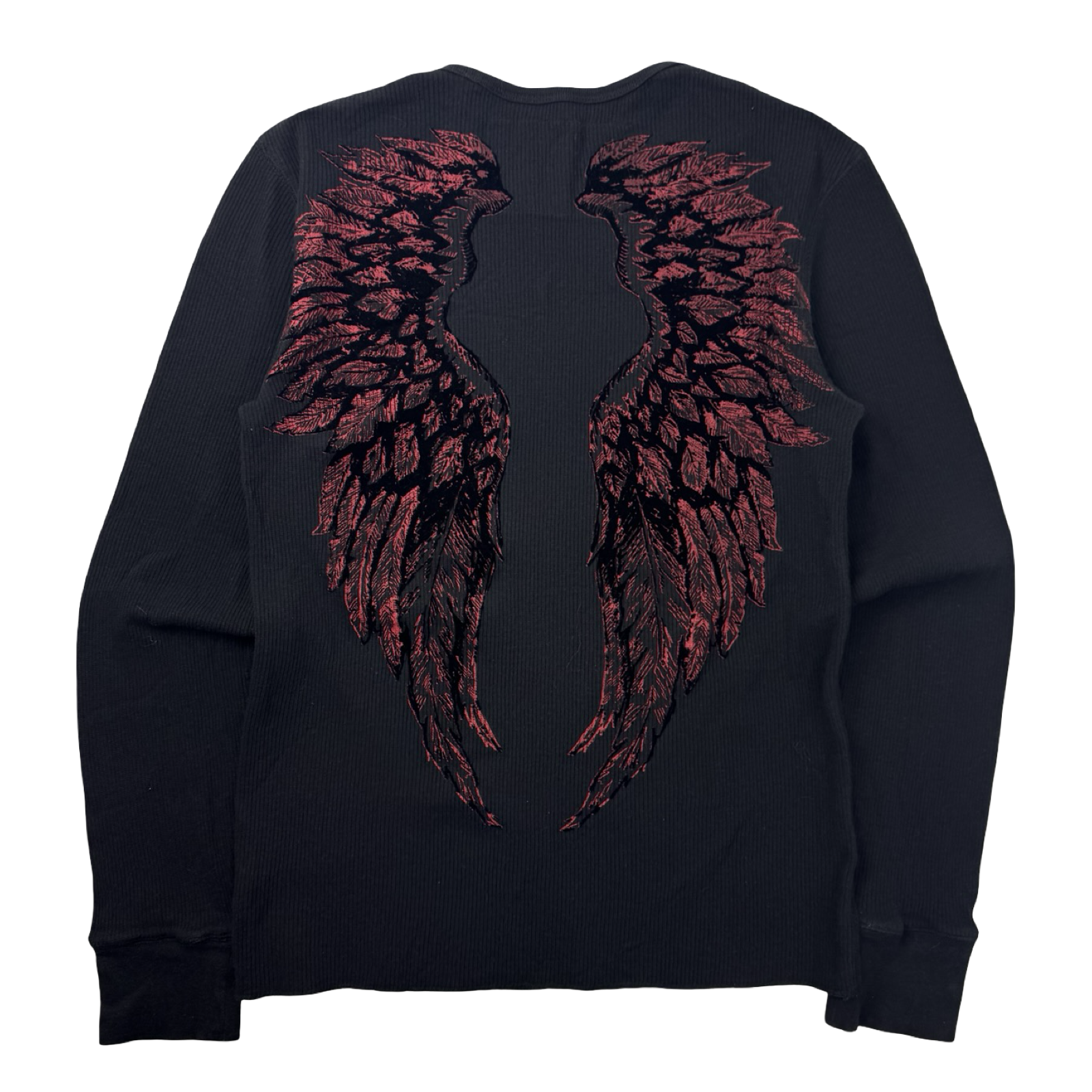 Y2K Guess Gothic Angel Wings Thermal Knit Longsleeve