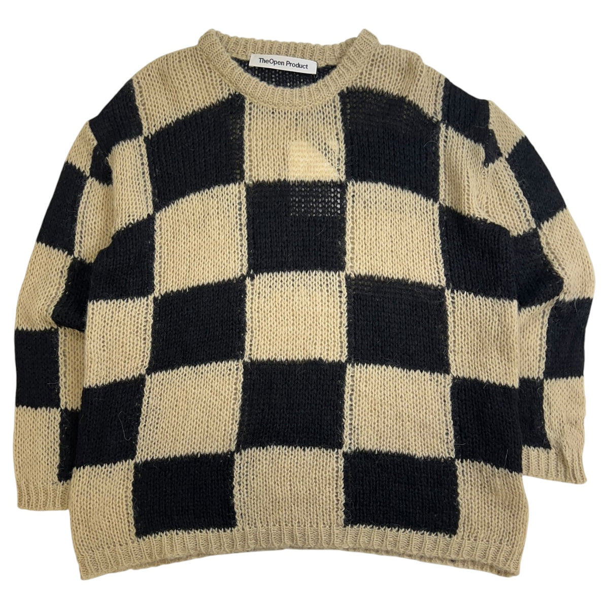 The Open Product Checkerboard Knit Sweater Beige