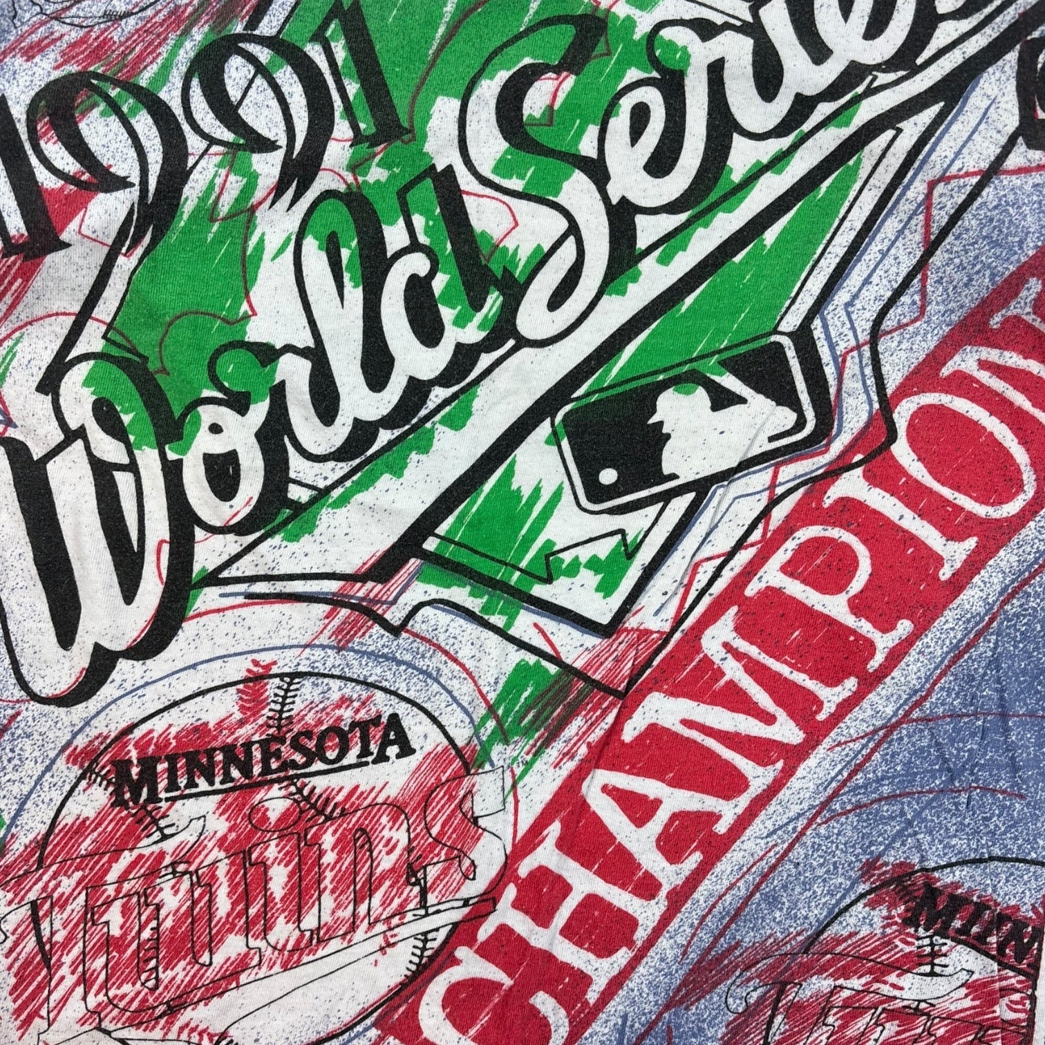 Vintage MLB World Series Minnesota Twins AOP T-Shirt Purple