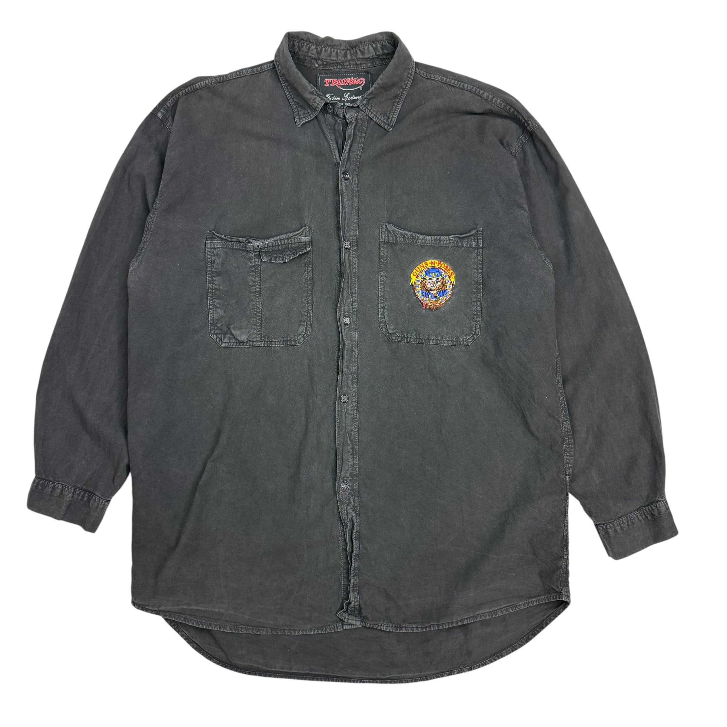 1991 Guns N Roses Civil War Button Up Shirt Black