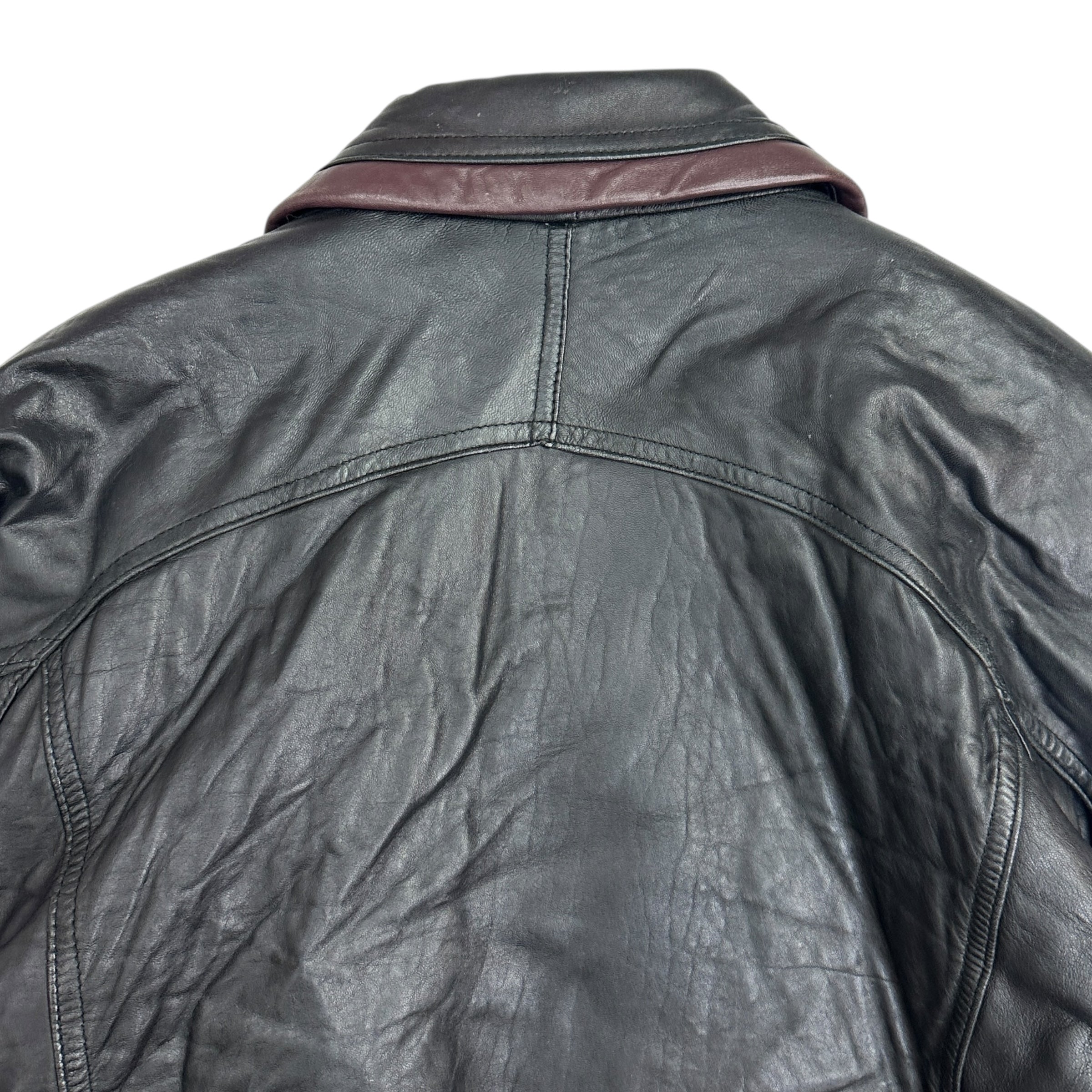 Vintage Christopher Rand Leather Bomber Black/Burgundy