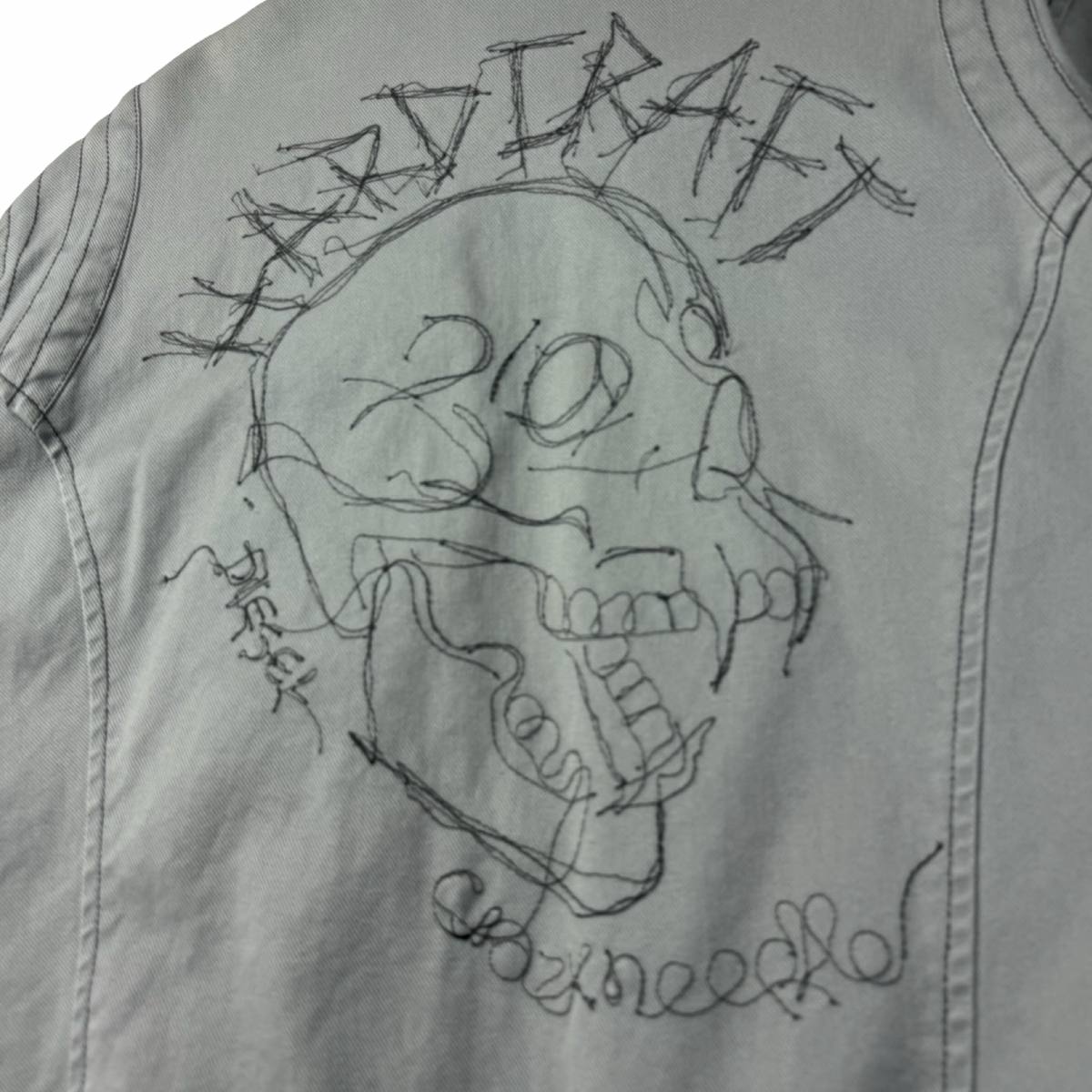 Vintage Y2K Diesel Crazyneedle Hardcraft Full Zip Jacket Grey