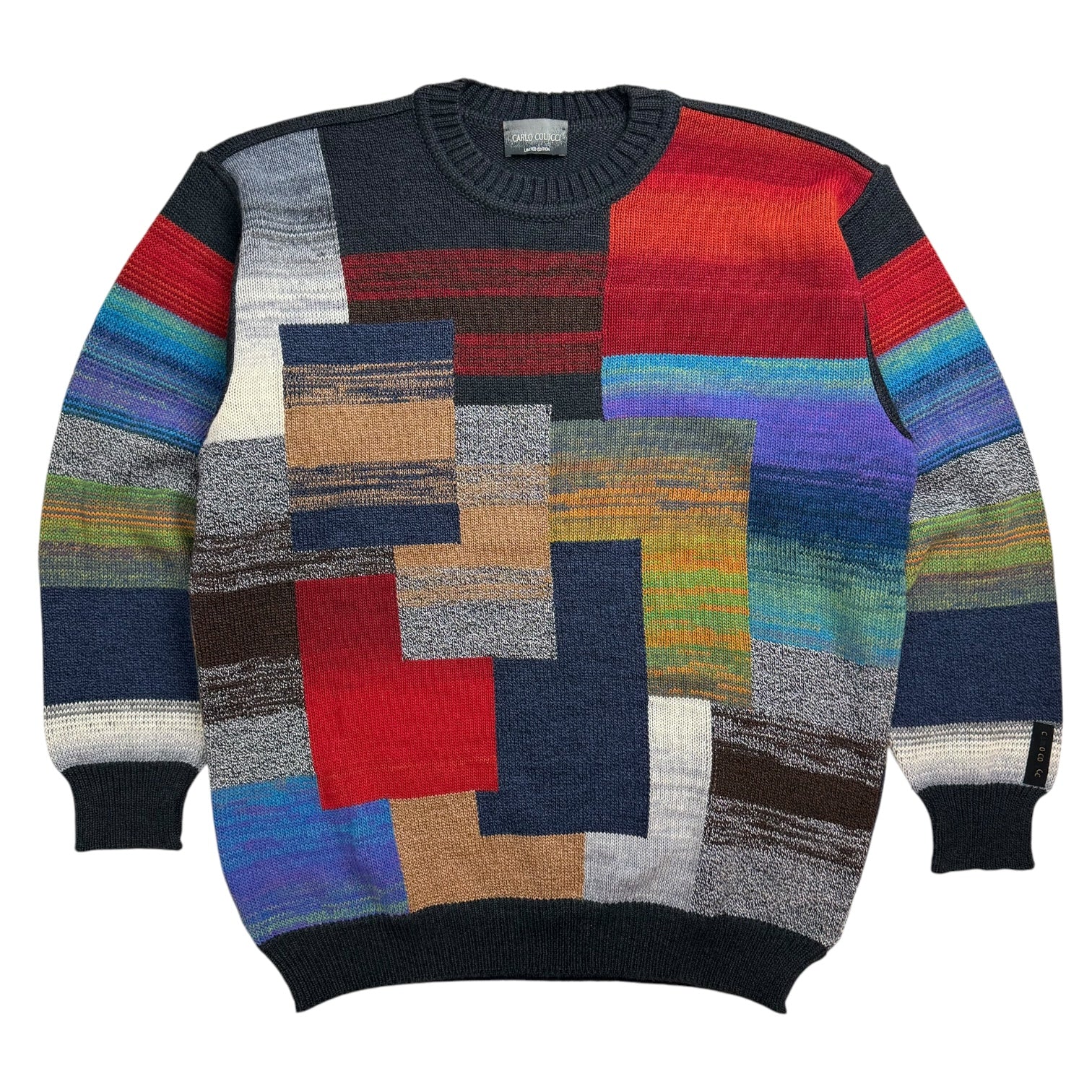 Vintage Carlo Colucci Patchwork Knit Sweater Multicolour