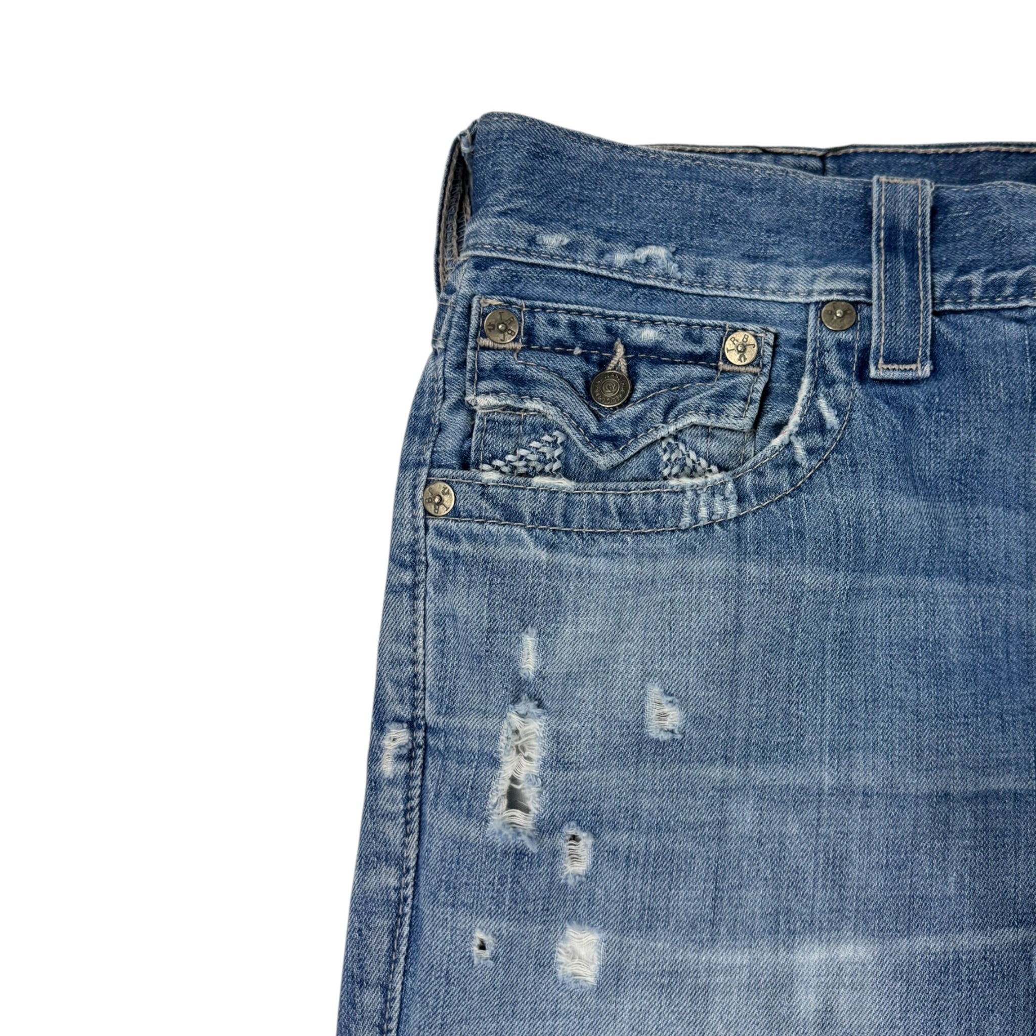 Vintage True Religion Light Wash Distressed Denim Pant