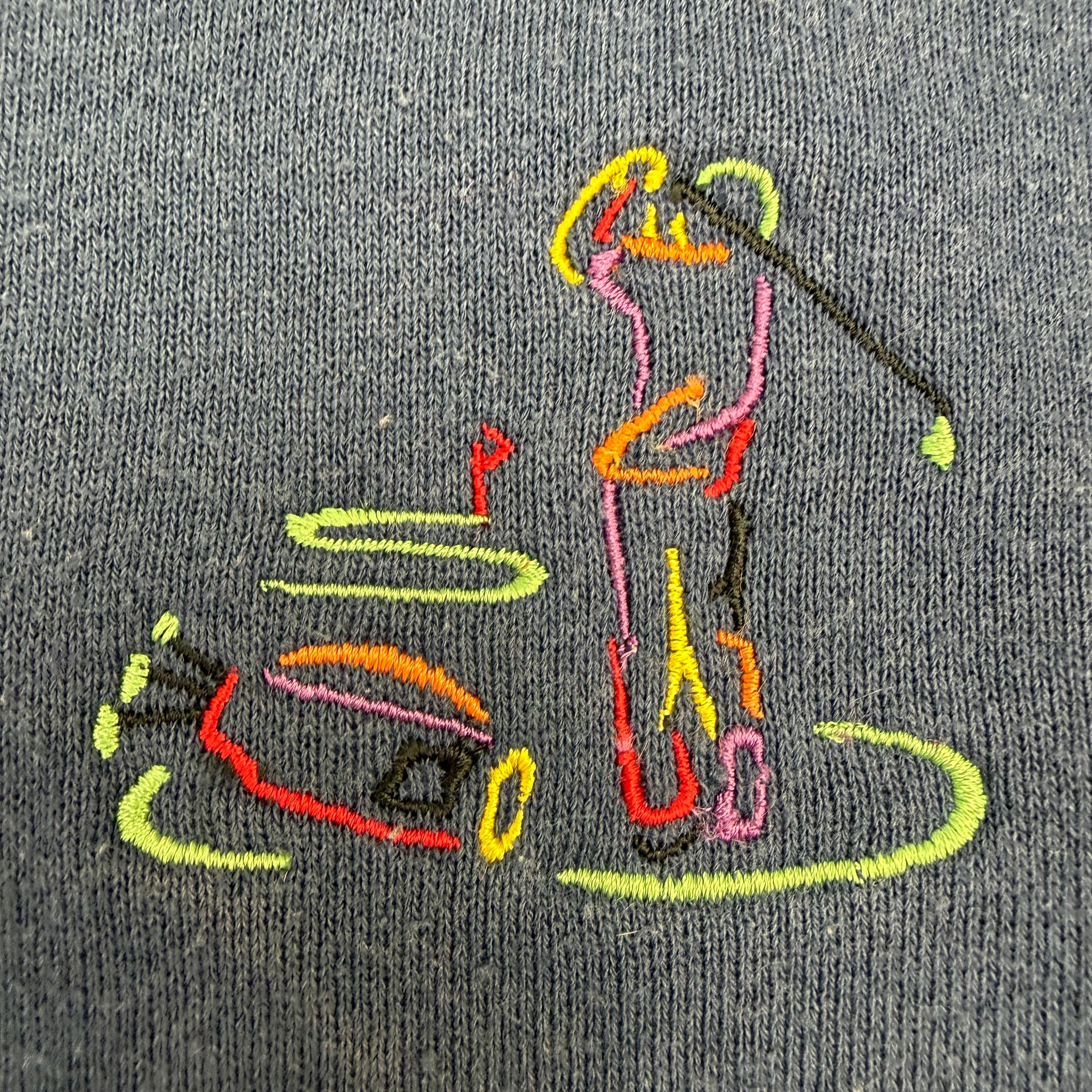 Vintage Embroidered Golf Crewneck Sweatshirt Navy