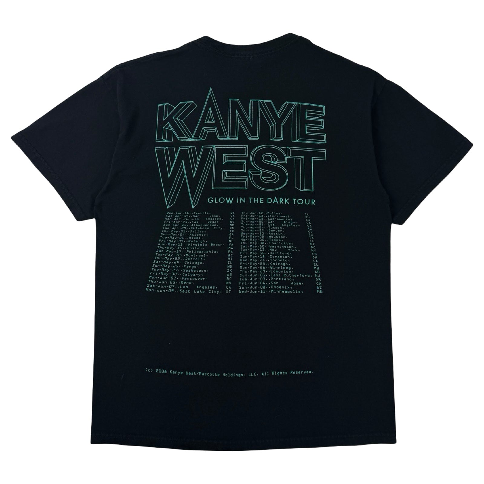 2008 Kanye West Glow In The Dark Tour T-Shirt
