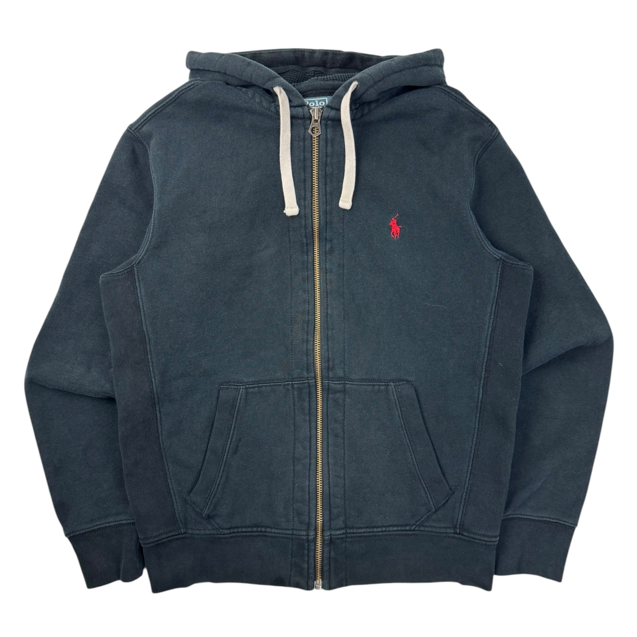 Polo Ralph Lauren Waffle Hood Zip Up Hoodie Black