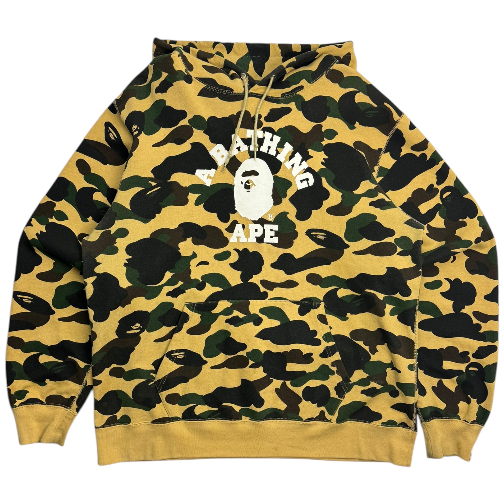 BAPE 1st Camo College Pullover Hoodie Yellow