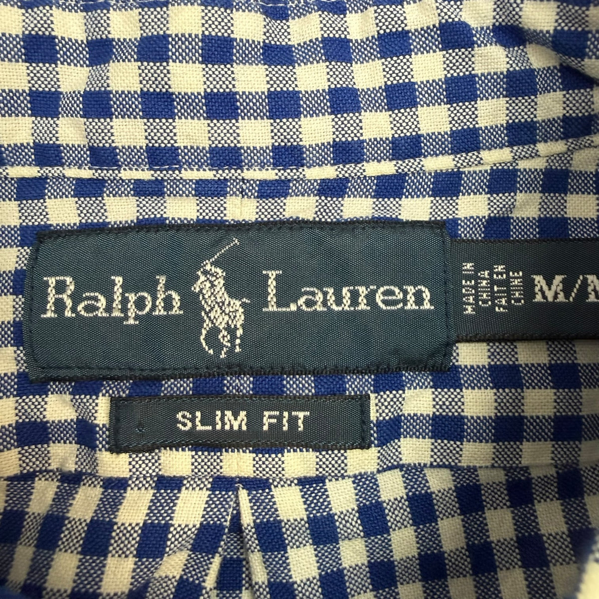 Vintage Polo Ralph Lauren Button Up Shirt Plaid Blue/White