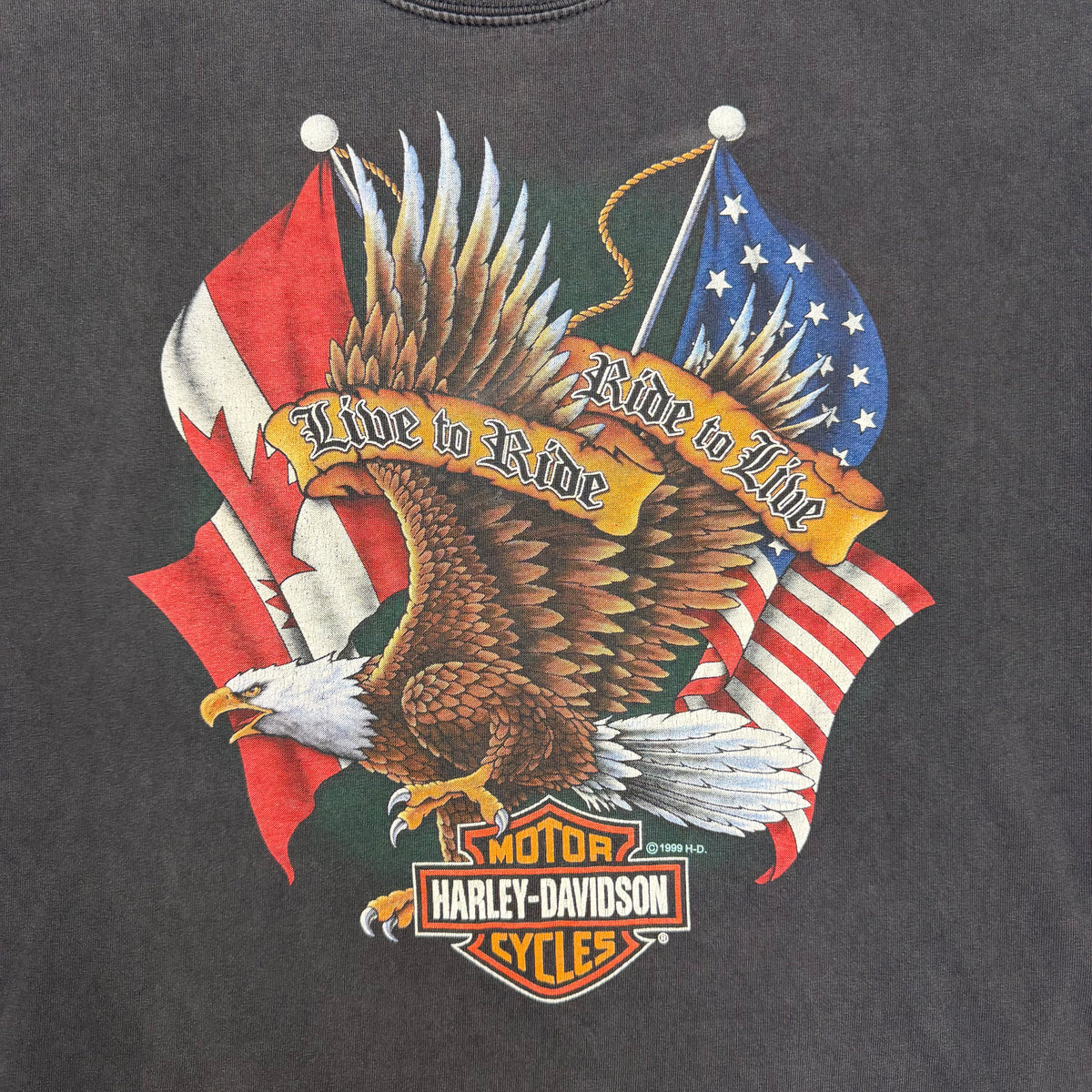 2003 Harley Davidson “Live To Ride” Eagle Flag Tee Black
