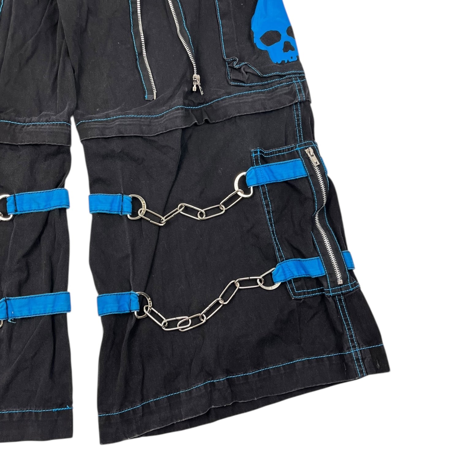 Vintage Y2K Tripp NYC Goth Rave Skull Baggy Pant Black/Blue