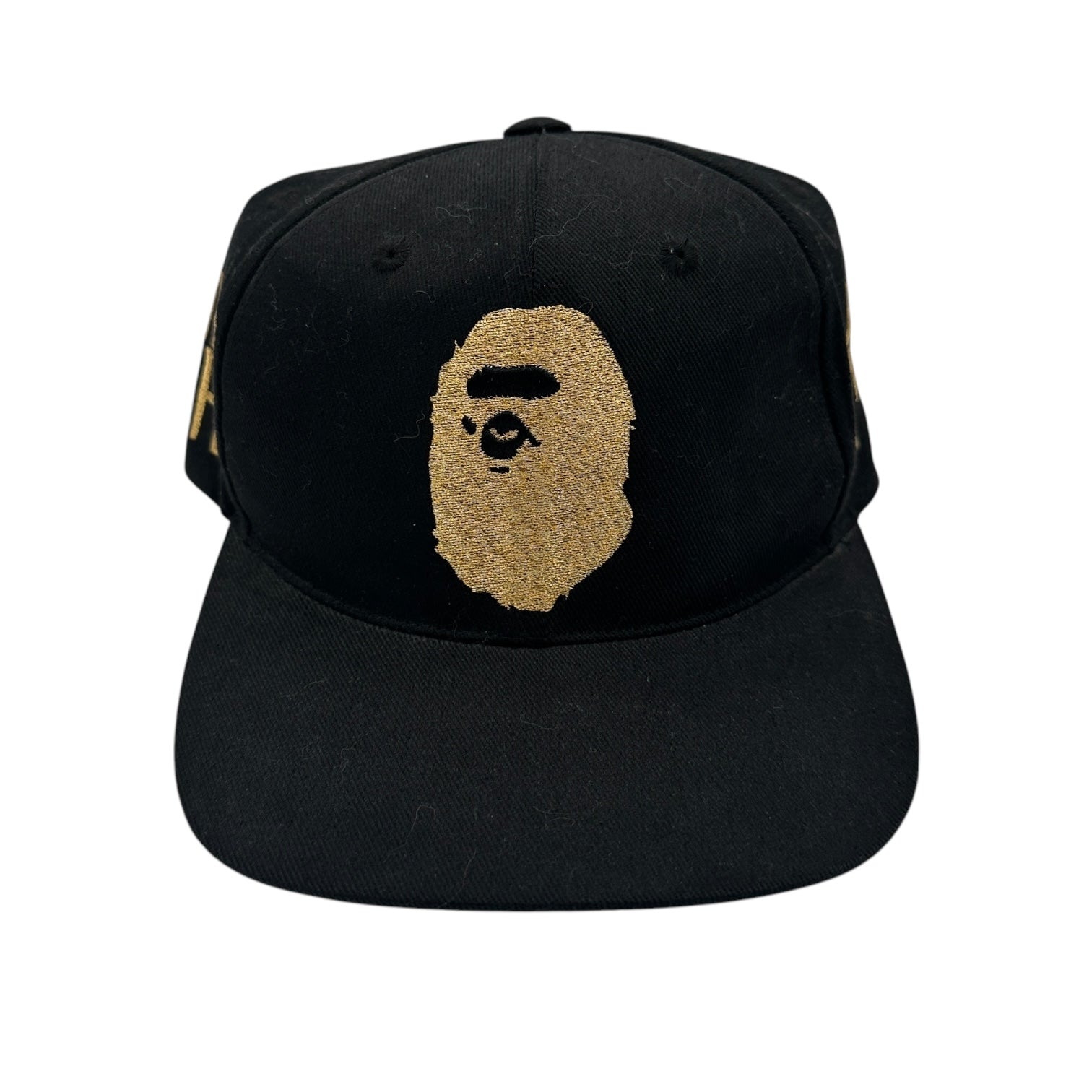 Bape Gold Logo Snapback Black