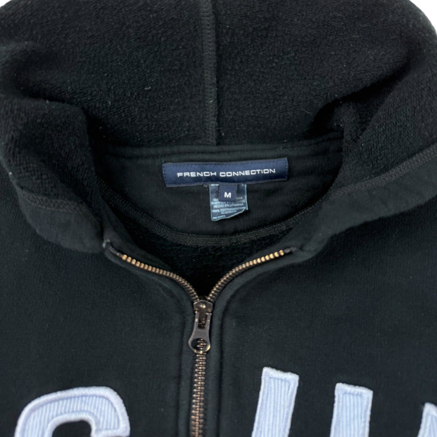 Vintage Y2K French Connection FCUK Zip Up Hoodie Black