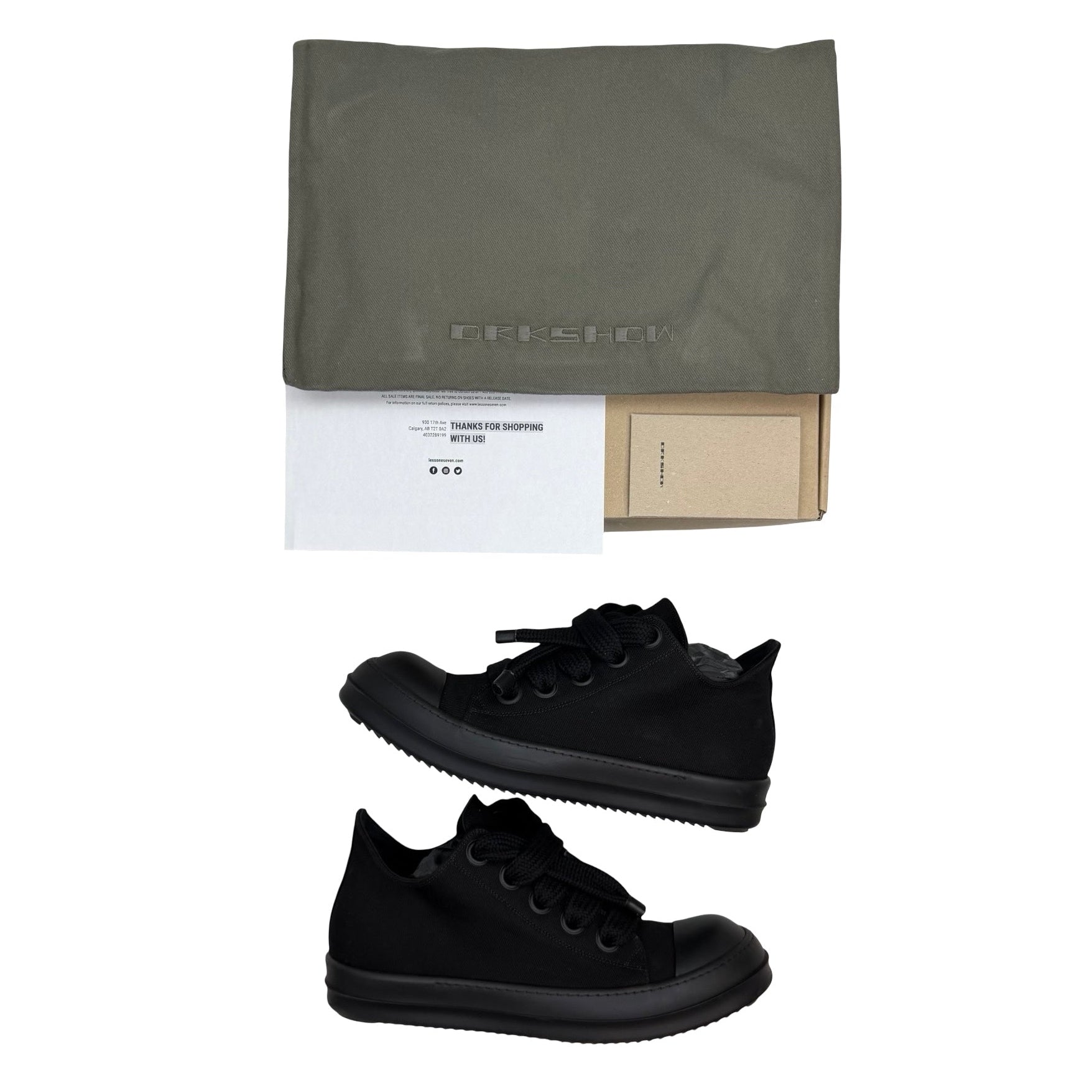 Rick Owens DRKSHDW Jumbolace Low Sneaker Black (Used)