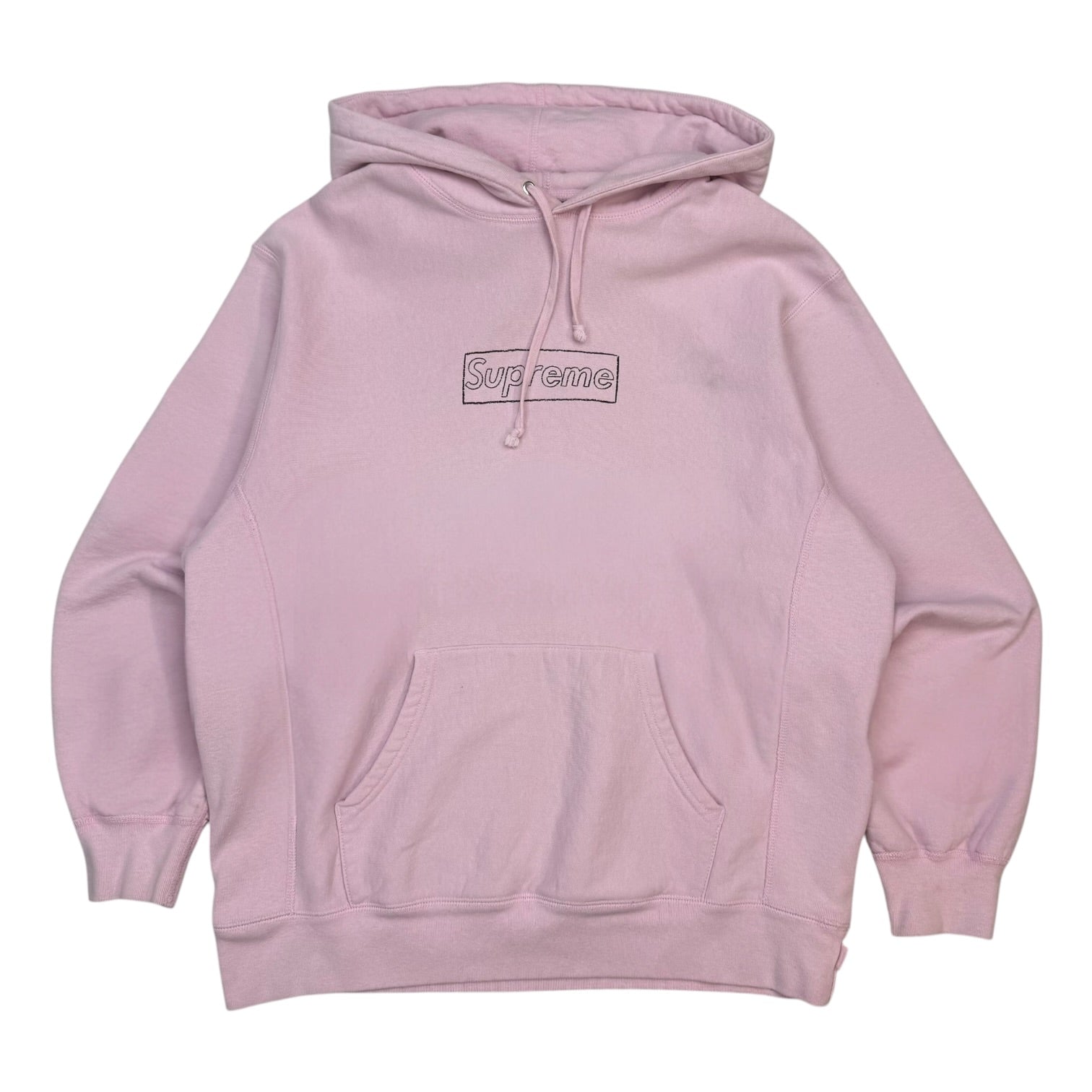 Supreme x KAWS Chalk Logo Hoodie Pink