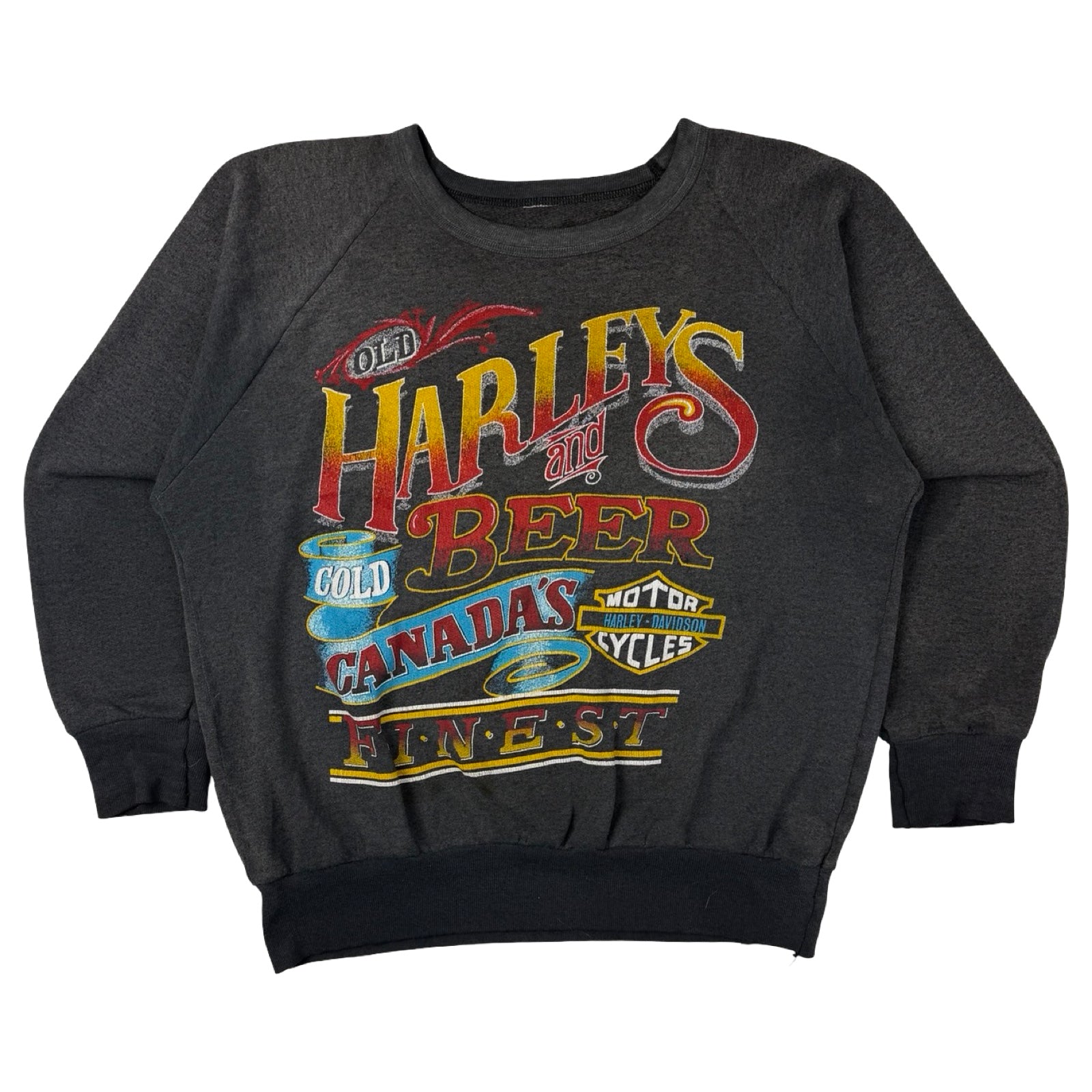 Vintage Old Harleys and Beer Harley Davidson Crewneck Sweatshirt Grey