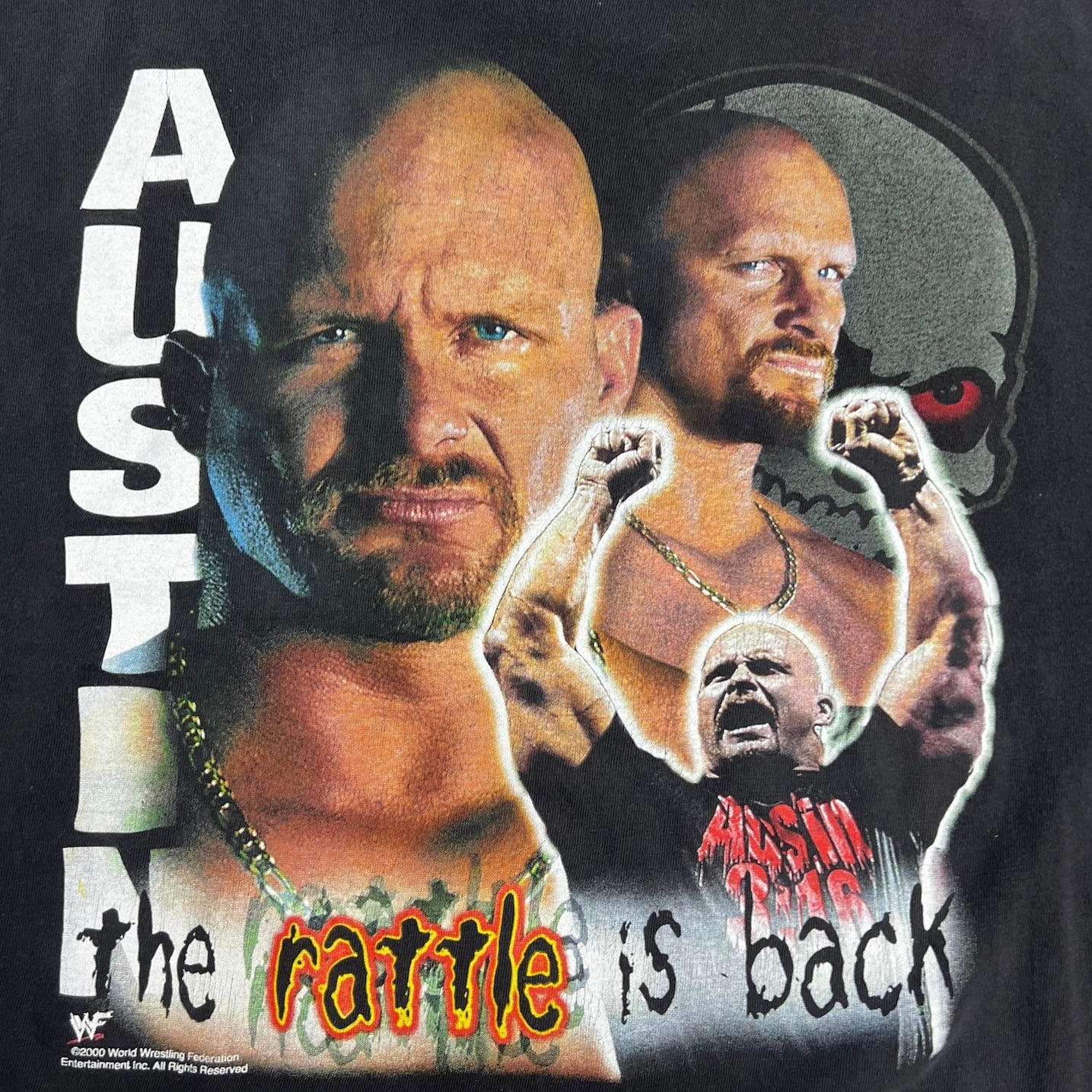 2000 Stone Cold WWF “The Rattle Is Back” Tee Black