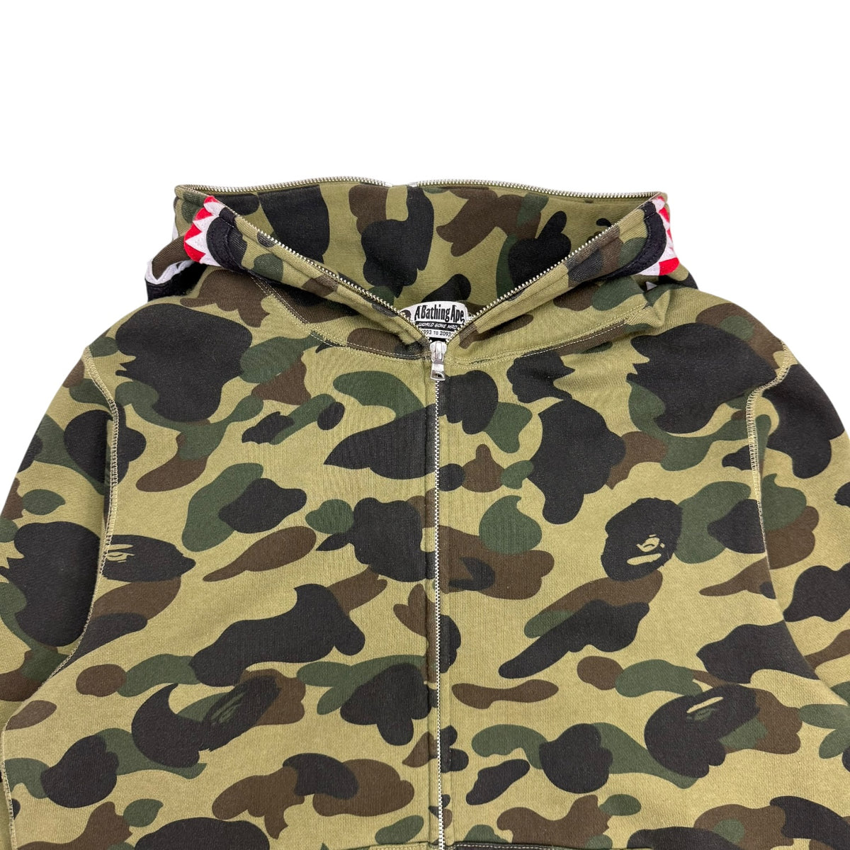 A Bathing Ape BAPE 1st Camo Full Zip Shark Hoodie Green