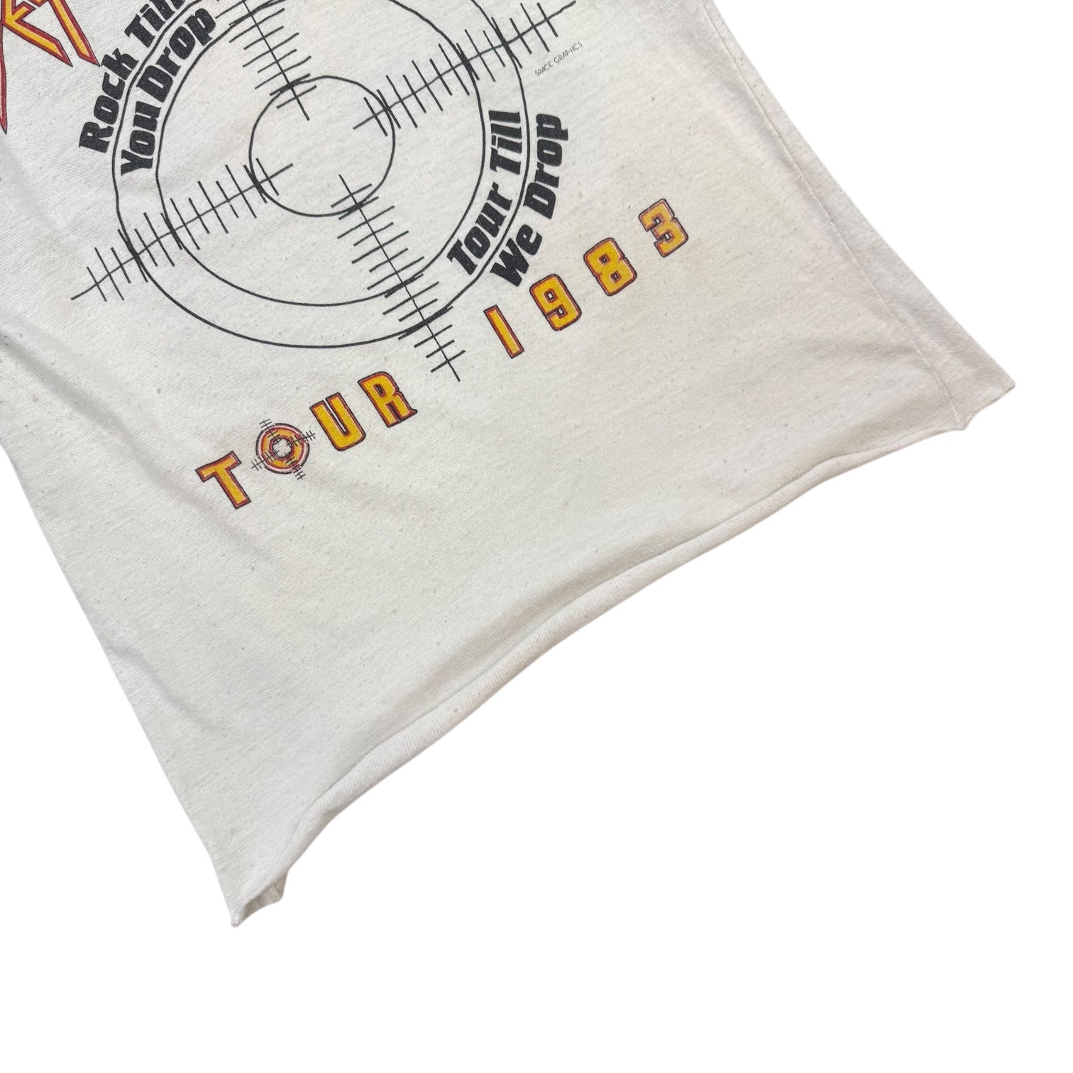 1983 Def Leppard Pyromania "Rock Til You Drop" Raglan Tee White/Black