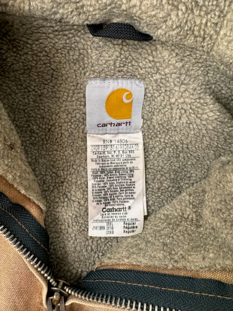 Vintage Carhartt Sun-faded Hooded Jacket Beige