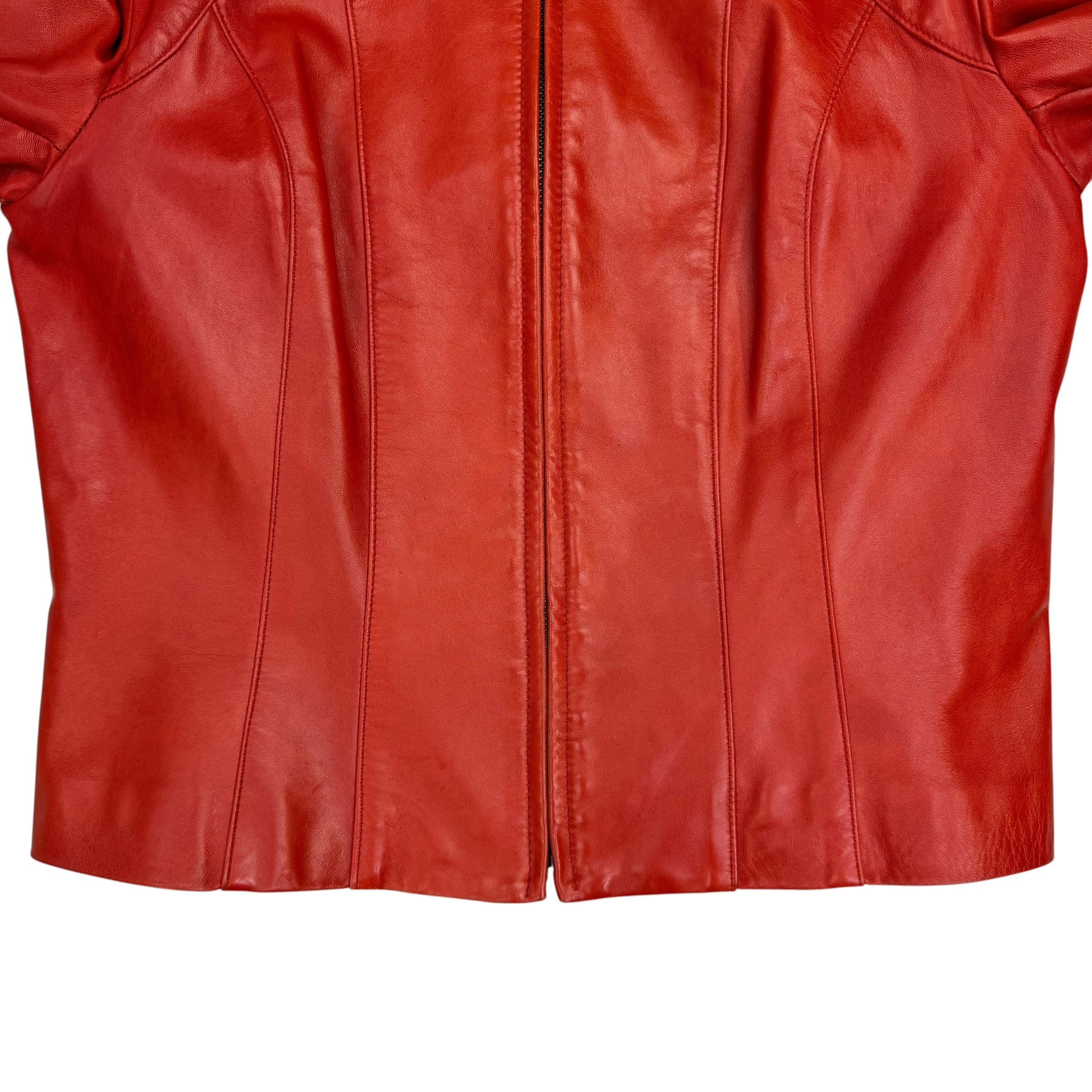 (W) Vintage Danier Leather Racing Jacket Red