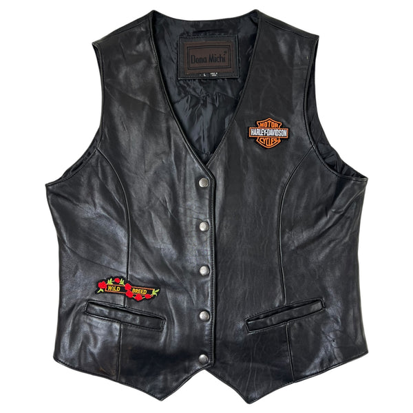 (W) Vintage Harley Davidson “Genuine Lady Rider” Vest Black