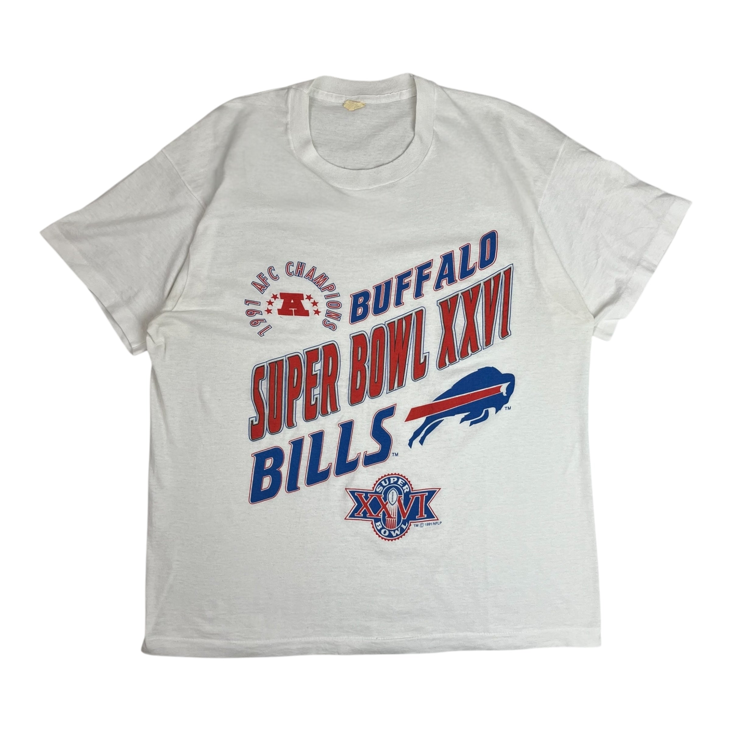 1991 Buffalo Bills Super Bowl 26 AFC Champions Tee White