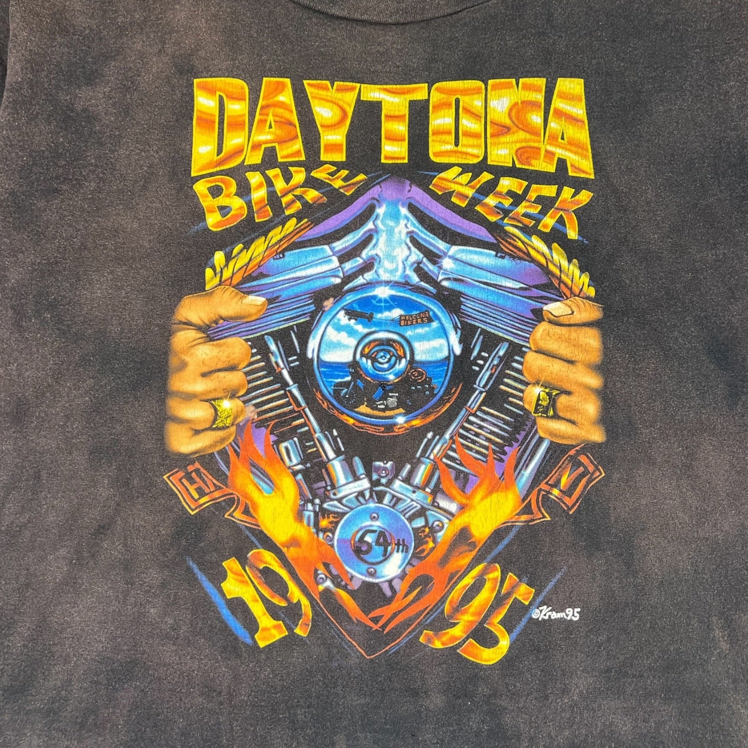 Vintage 1995 Daytona Bike Week T-Shirt Faded Black