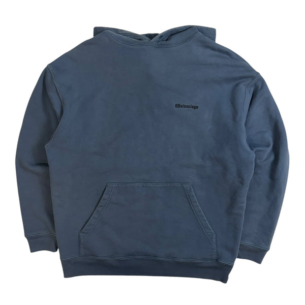 Balenciaga Corporate Logo Hoodie Washed Blue