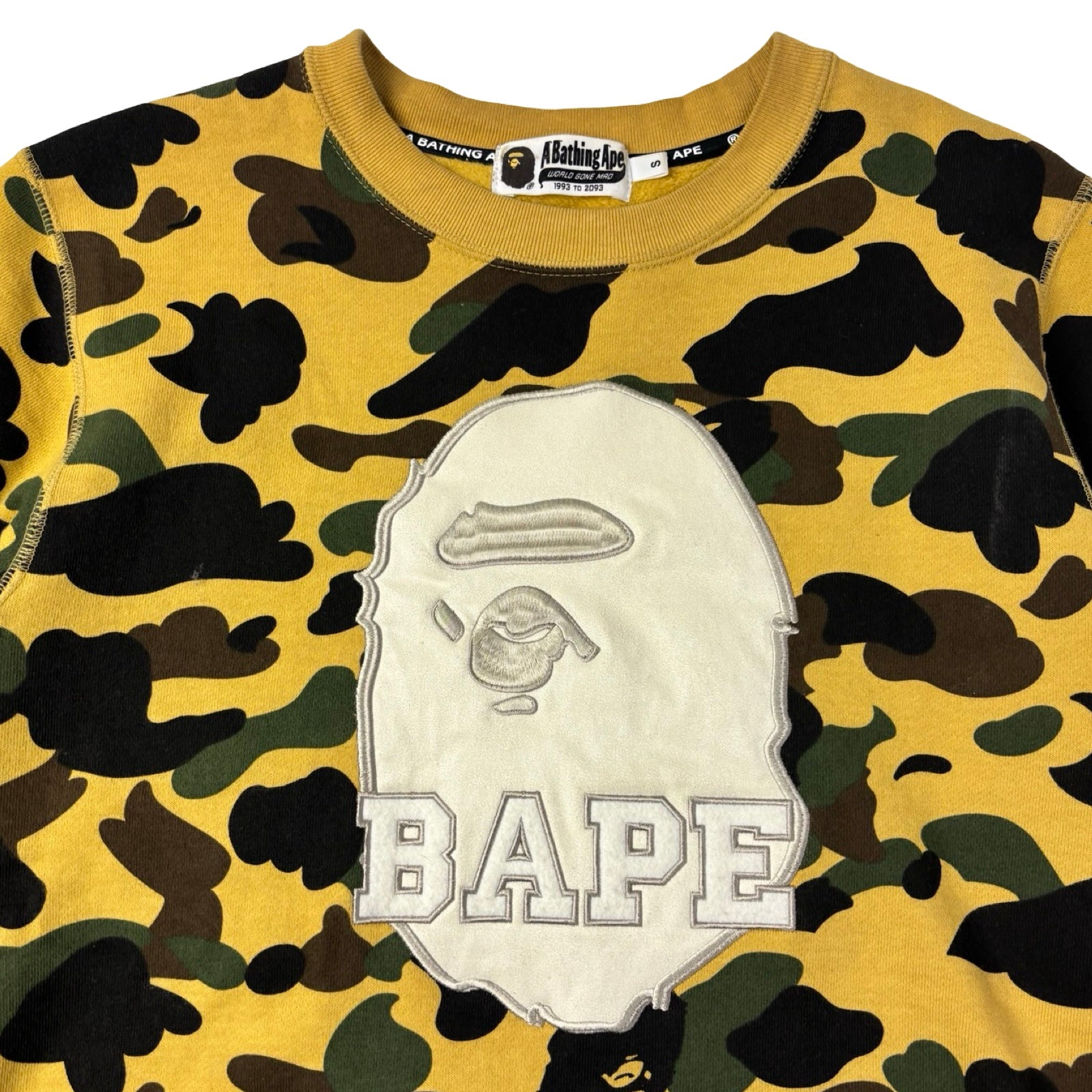 A Bathing Ape 1st Camo Ape Head Crewneck Yellow