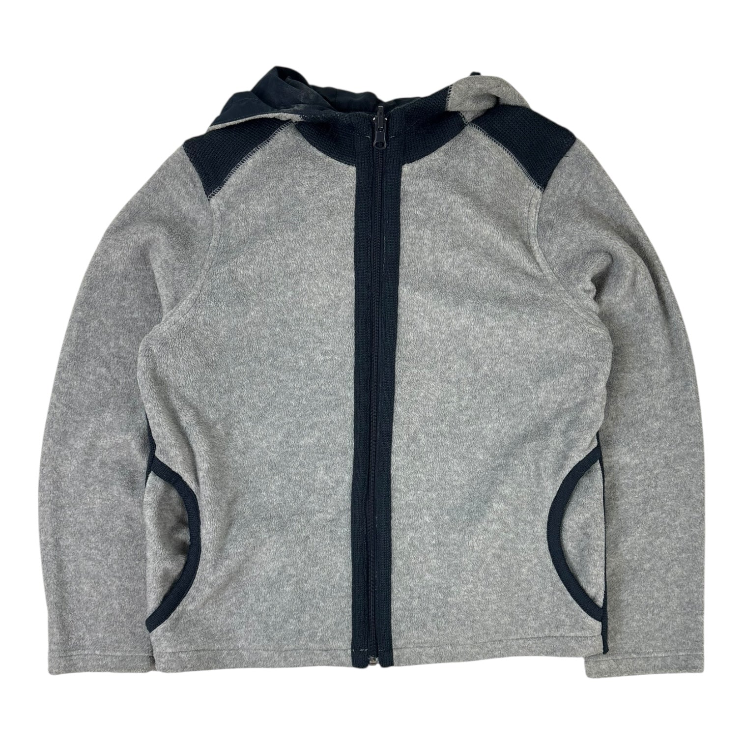 (W) Vintage Elle Sports Knit Active Hooded Jacket Grey/Navy