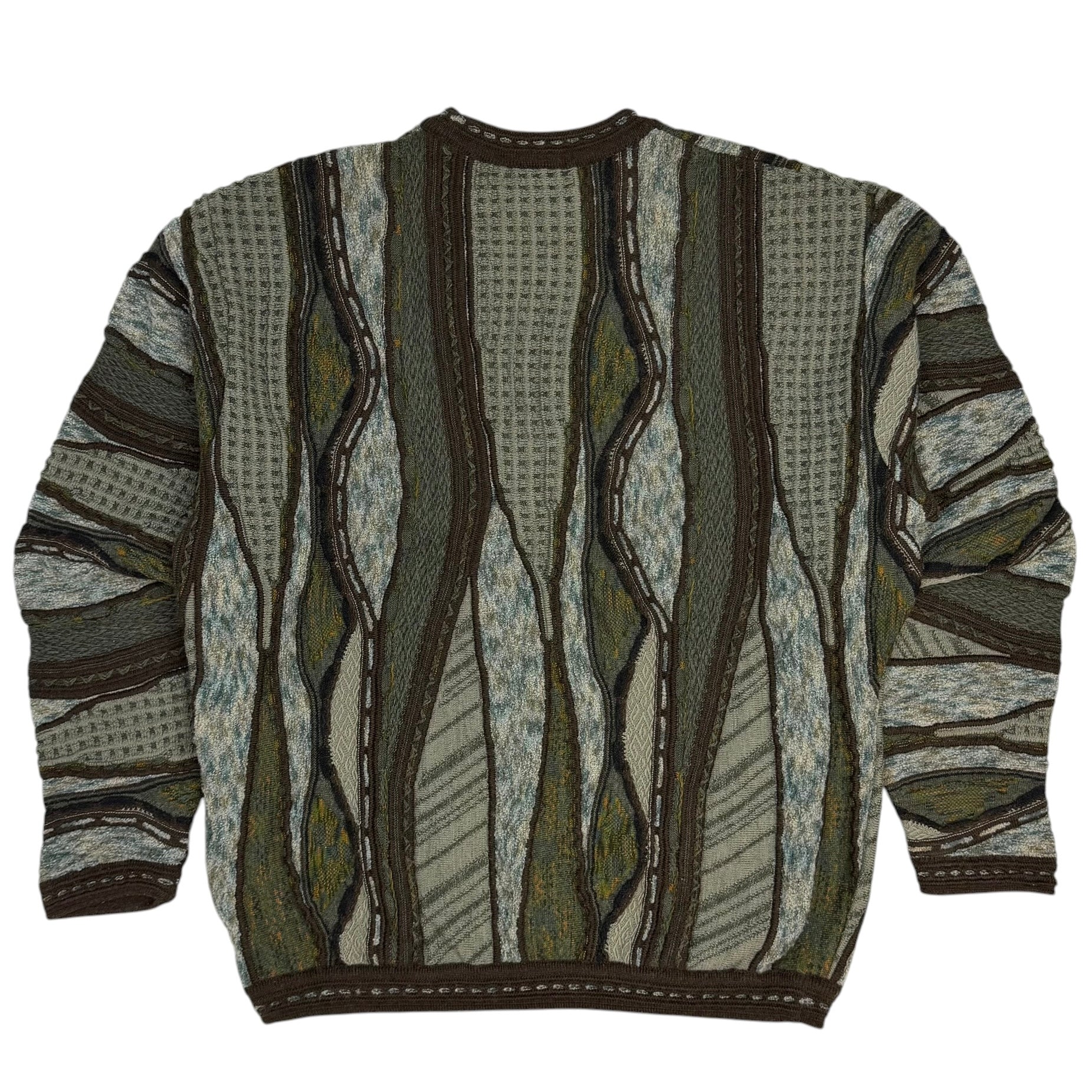 Vintage Colony Coogi Style 3D Knit Sweater Green