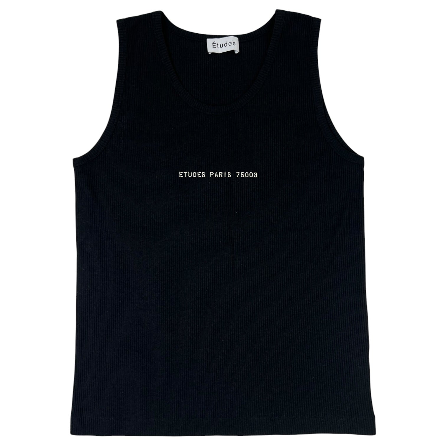 Etudes Studio Logo-Stamp Fine Ribbed Cotton Tank Top Black