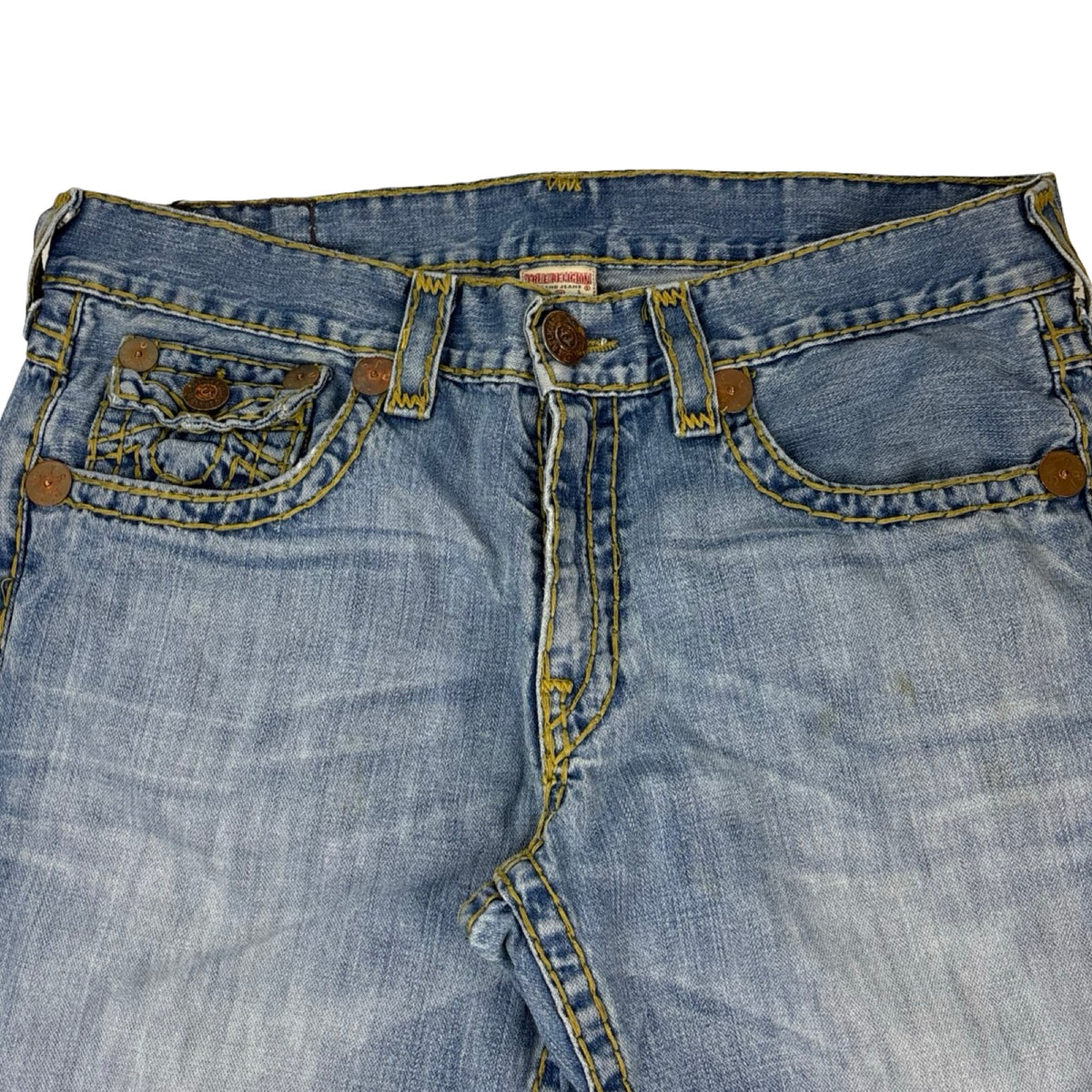 Vintage True Religion Contrast Stitch Boot Cut Jean Pant Medium Wash