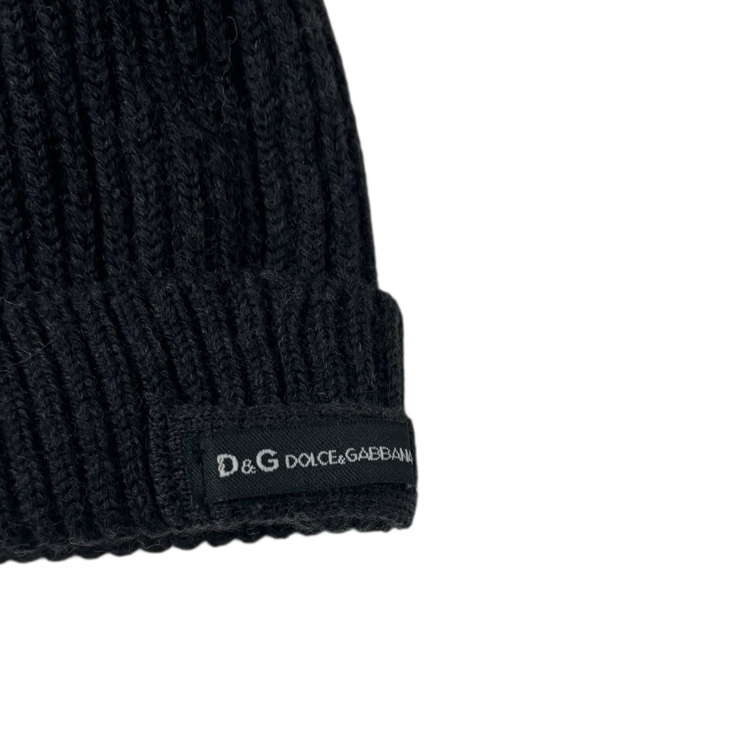 Dolce & Gabbana Ribbed Knit Beanie Dark Grey