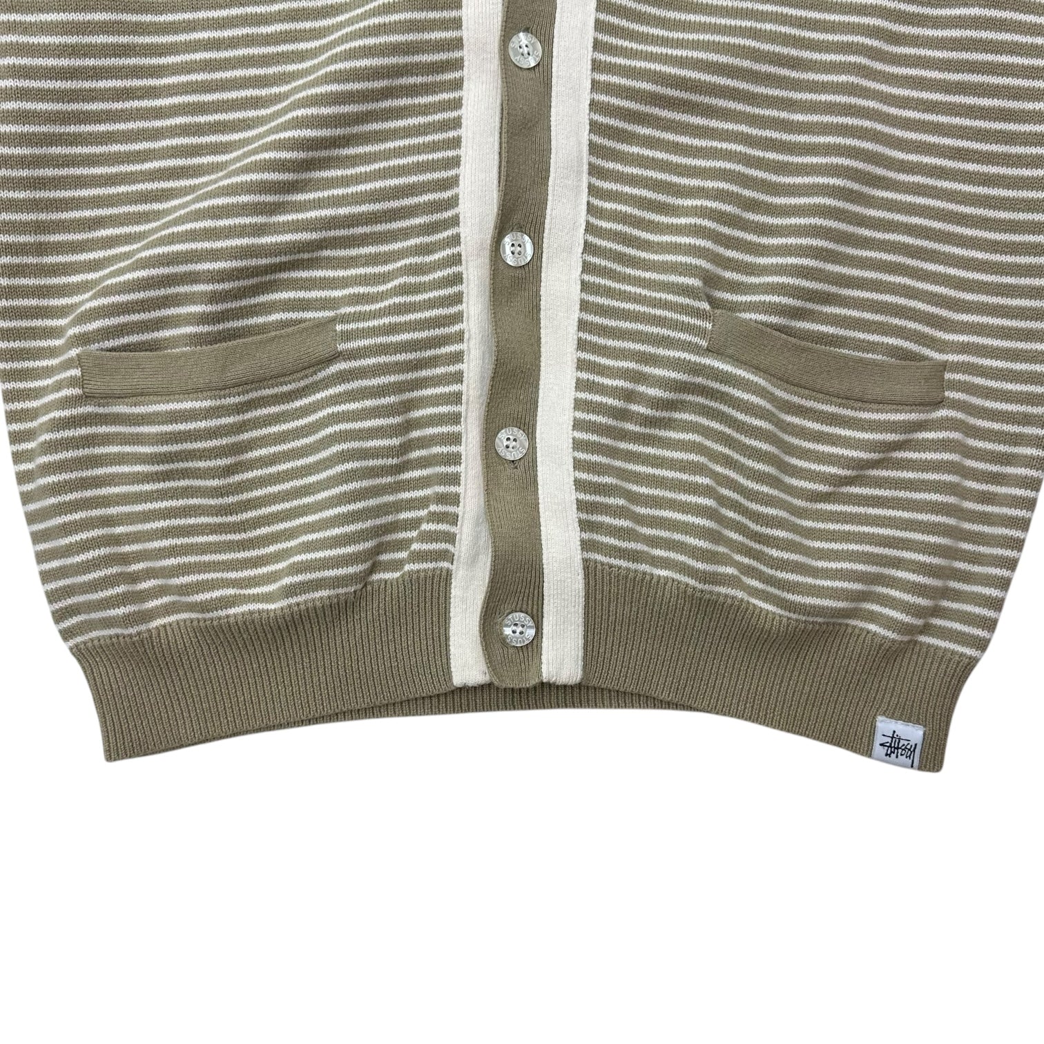 Stussy Striped Cardigan Beige/White