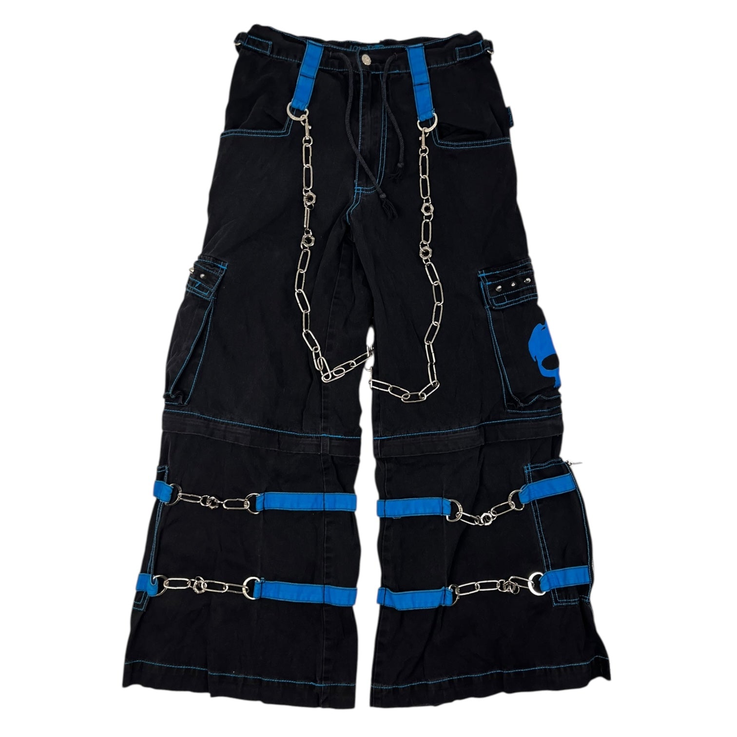 Vintage Y2K Tripp NYC Goth Rave Skull Baggy Pant Black/Blue