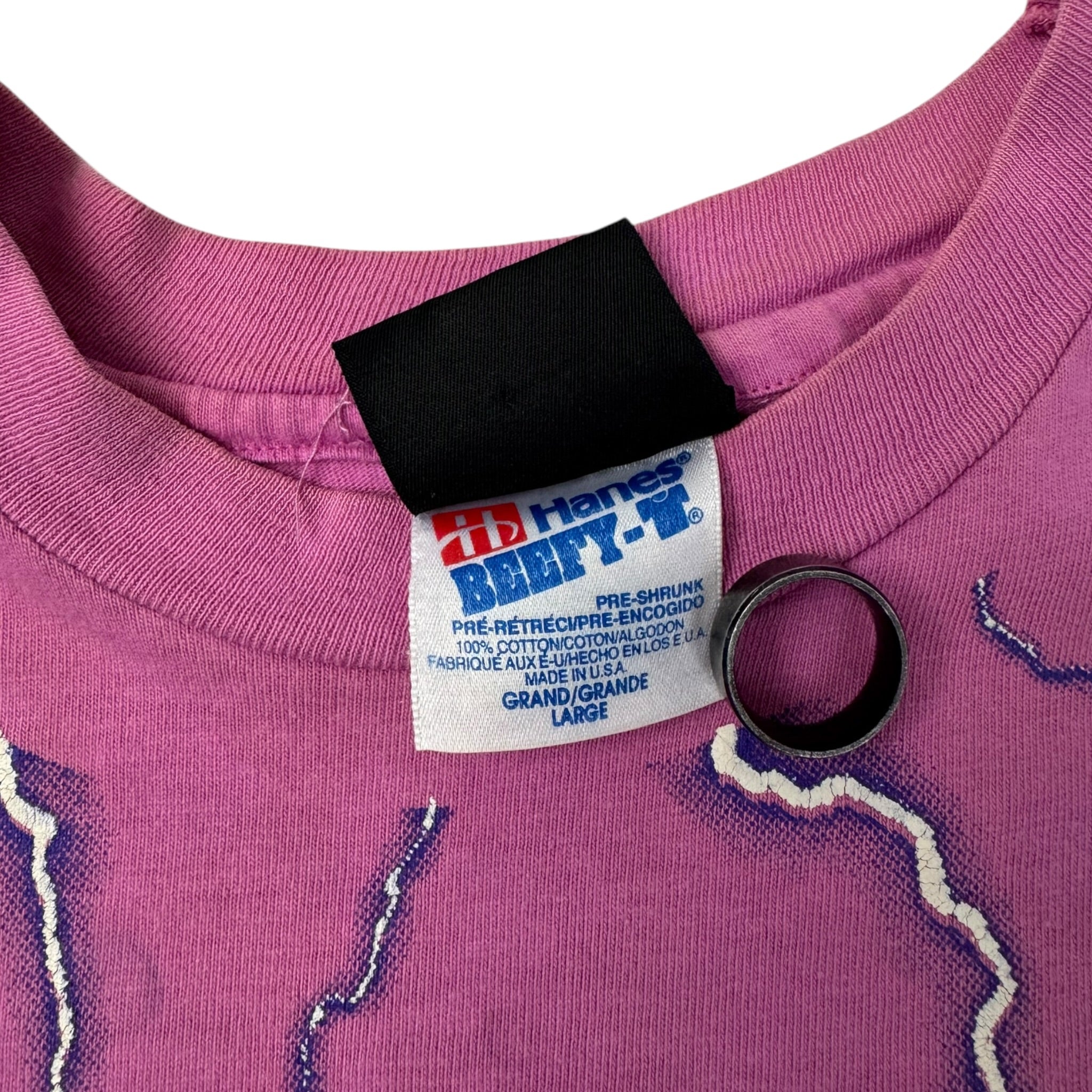 Vintage Harley Davidson ‘Thunder & Lightning’ All Over Print T-Shirt Pink