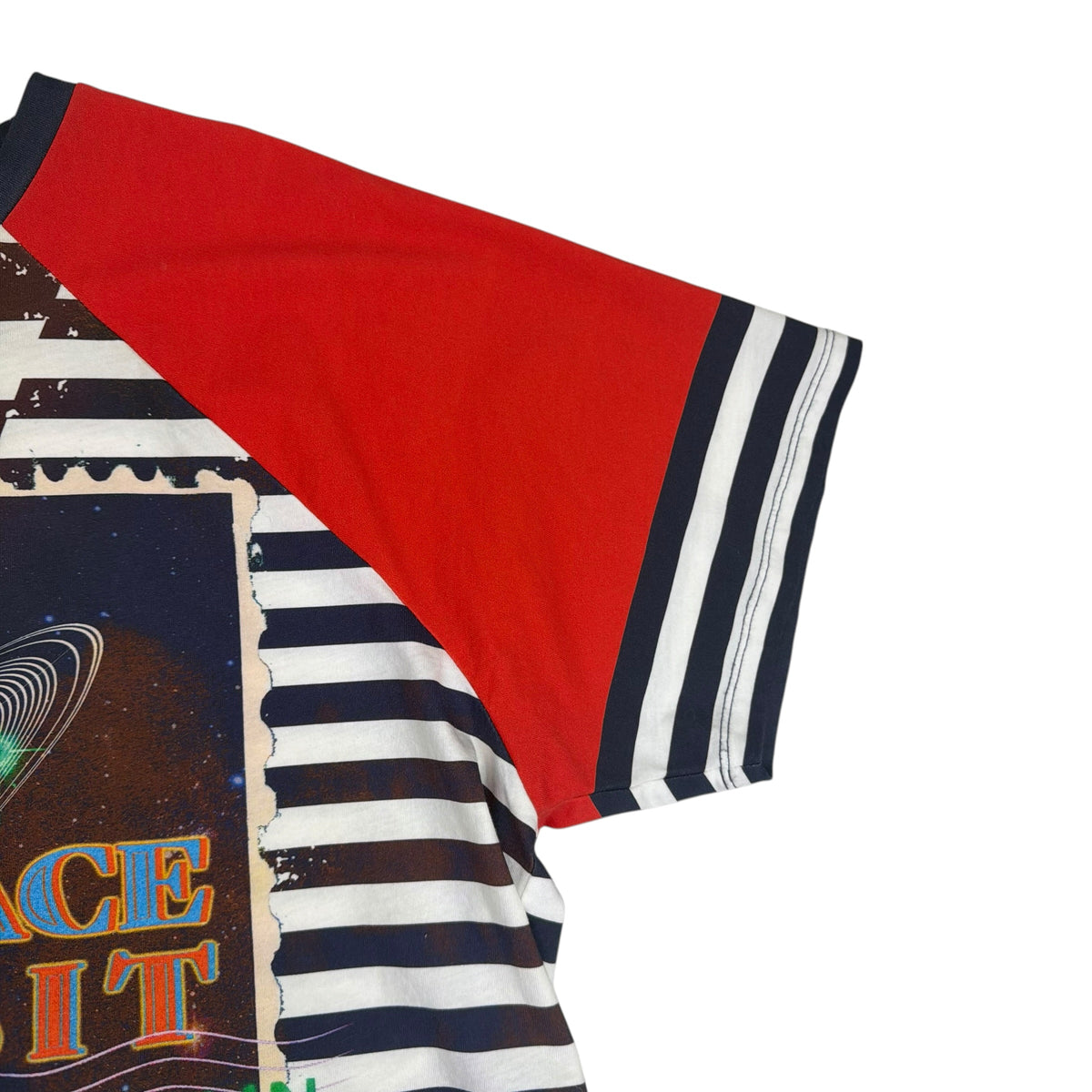 (W) Balmain Space Orbit Striped Cropped Tee Navy