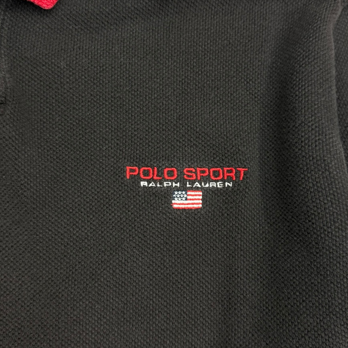 Vintage Polo Sport Ralph Lauren Snap Button Polo Shirt Black/Red