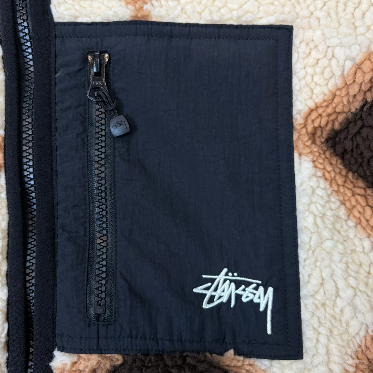 Stussy Sherpa Reversible Diamond Jacket Tan