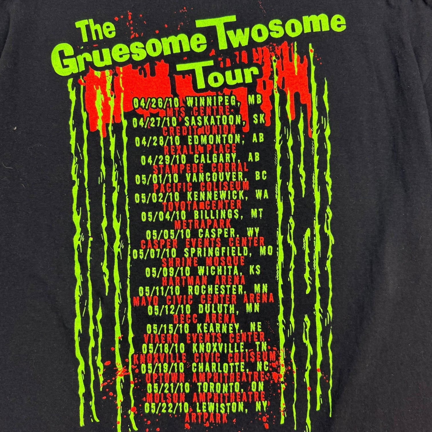 2010 Rob Zombie And Alice Cooper The Gruesome Twosome Tour Tee Black
