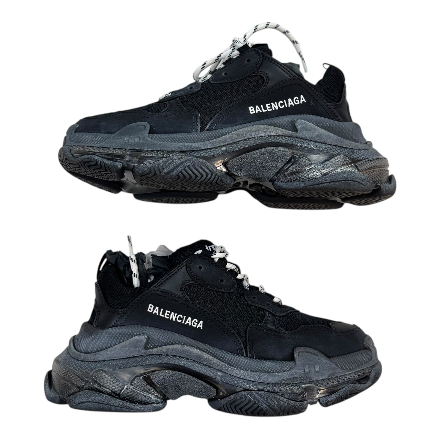Balenciaga Triple S Clear Sole Double Black (Women’s) (Used)