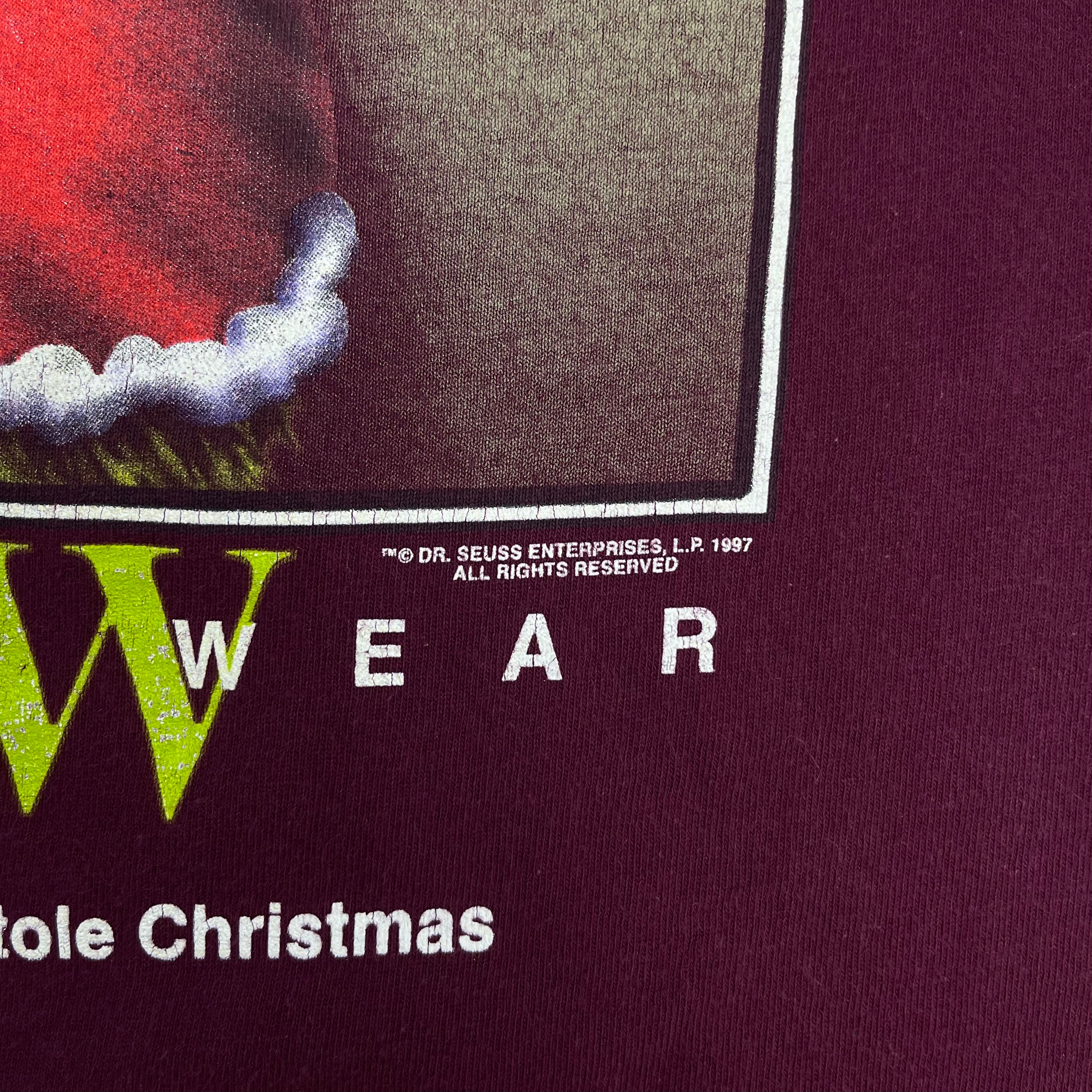 1997 Dr. Seuss Grinch Wear T-Shirt Burgundy