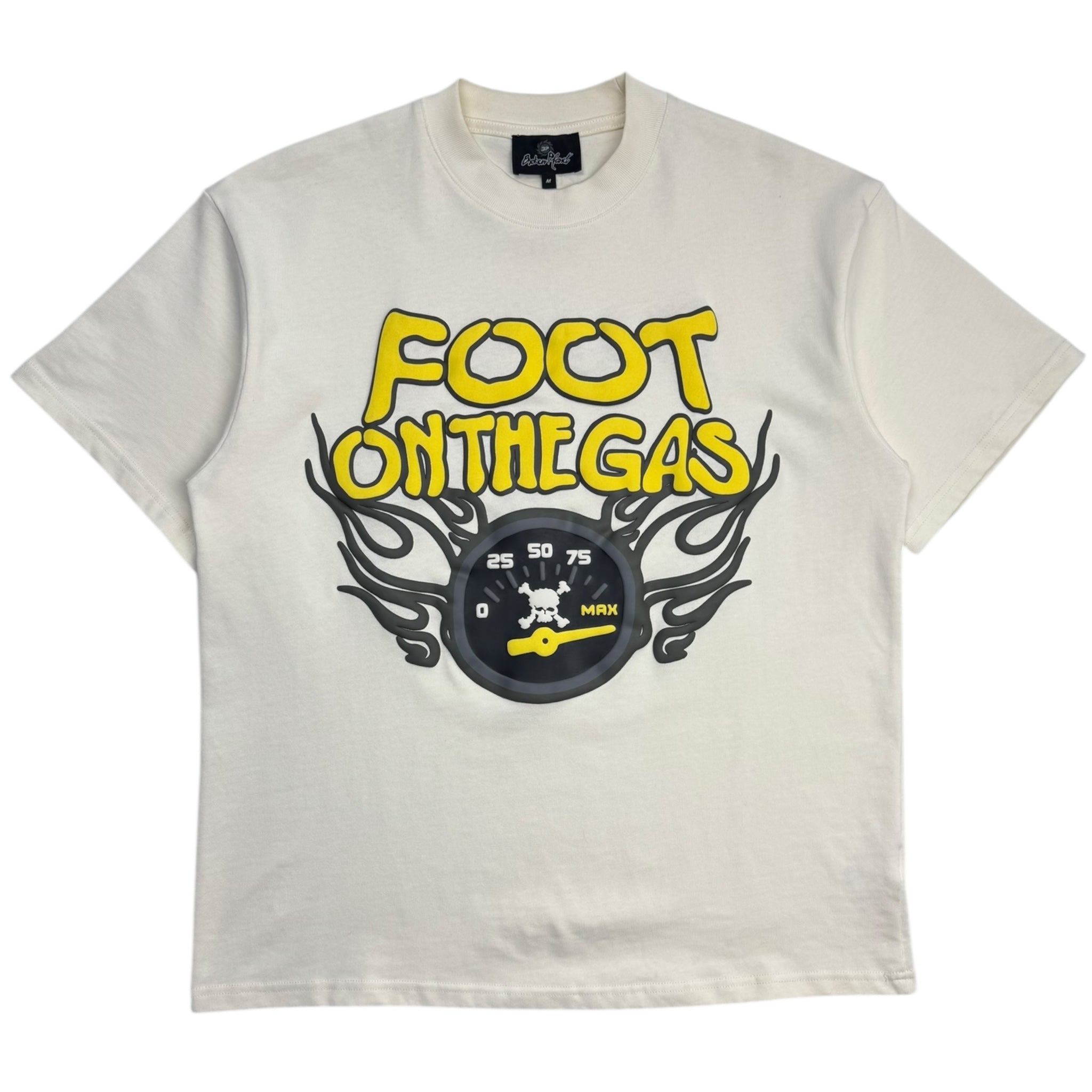 Broken Planet Foot On The Gas Tee Vanilla White