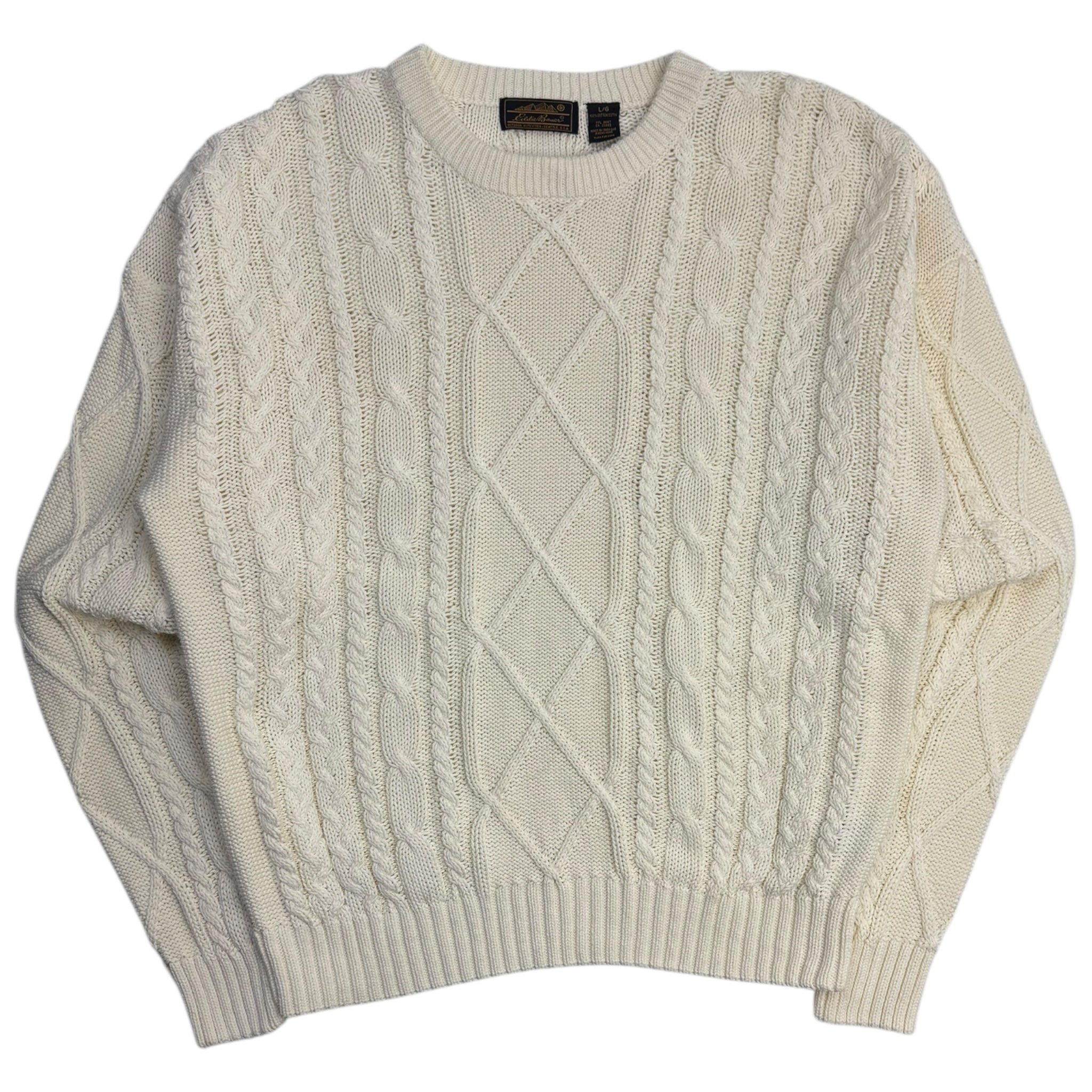 Vintage Eddie Bauer Cable Knit Angel White