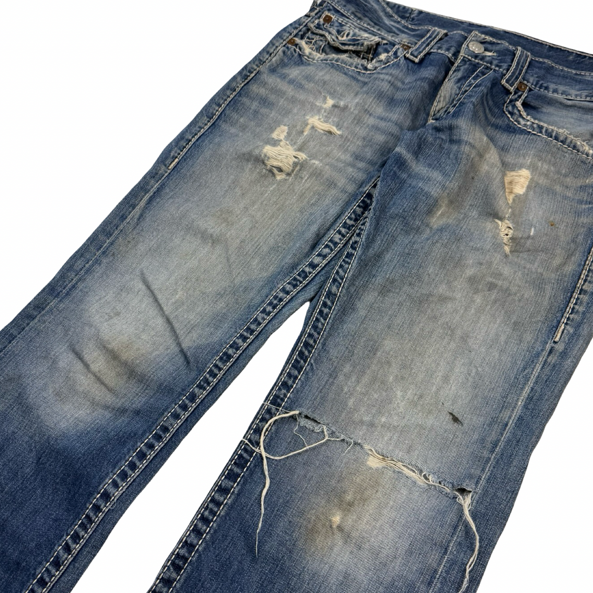Y2K True Religion Straight Cut Denim Bottoms Light Wash