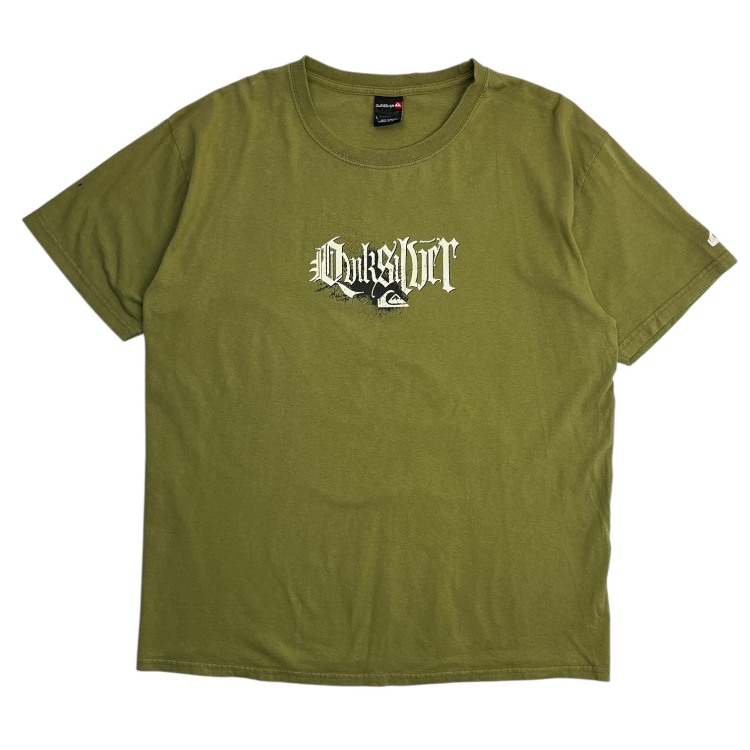 Y2K Quiksilver Gothic Font Surf T-Shirt Green